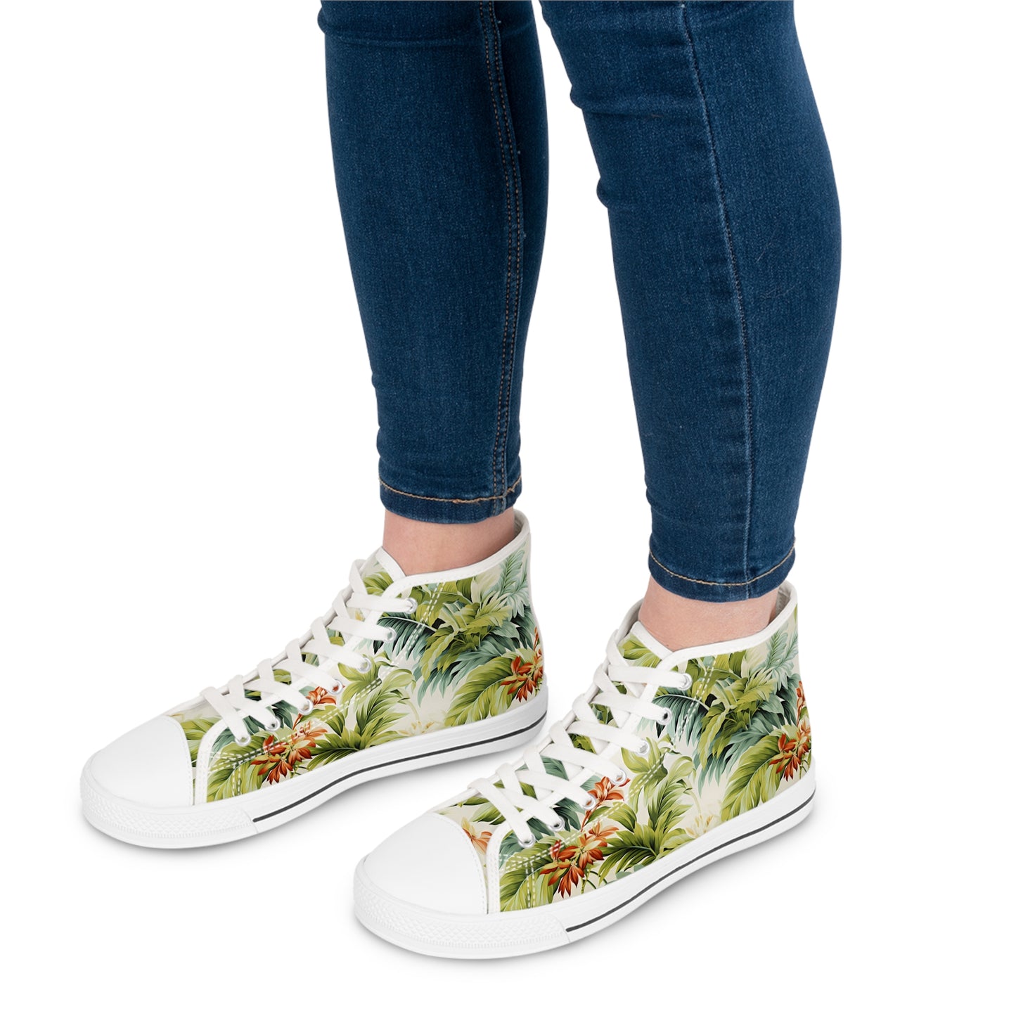 Tropical St. Lucia Palms Ladies' High Top Sneakers - Step into Paradise. Breeze through the Day!