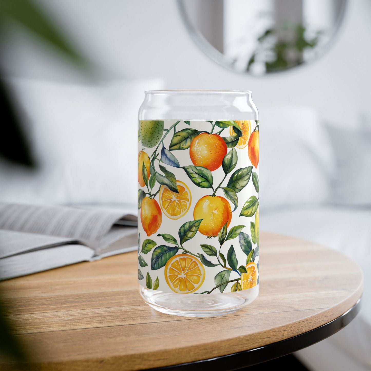 Citrus Splash Delight Sipper Glass Tumbler - 16 oz - Squeeze Every Sip with a Splash of Citrus!