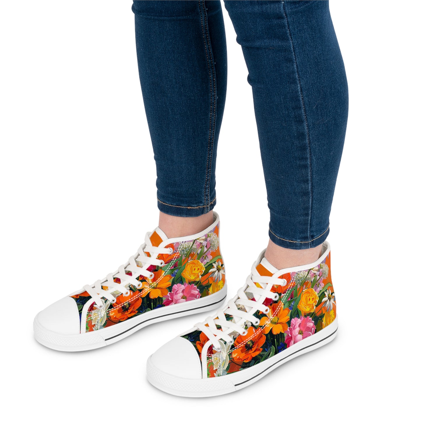 Blossom Blaze Ladies' High Top Sneakers - Flourish in Every Step!