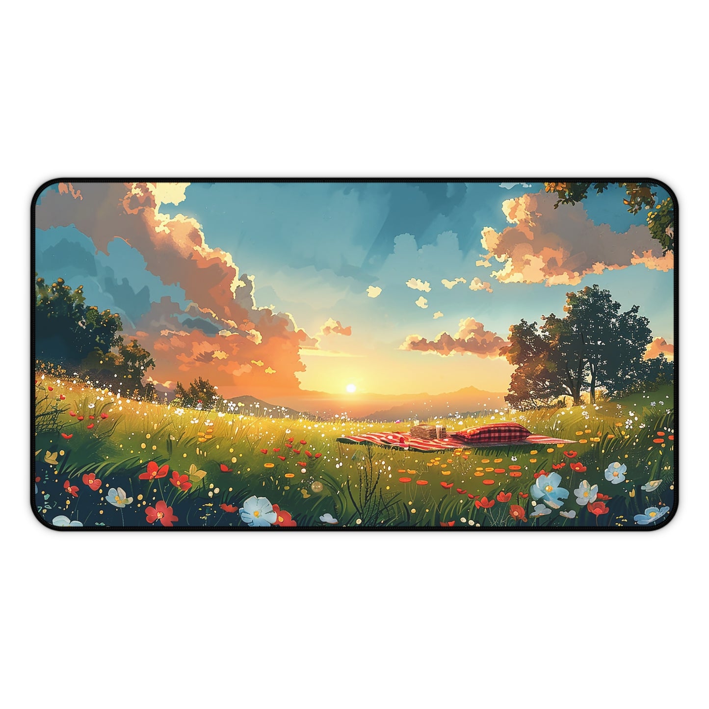 Meadow Picnic Desk Mat (Desk Pad) - Design Your Desk with Daisies - Work Where the Grass is Greener! Available in 3 sizes!
