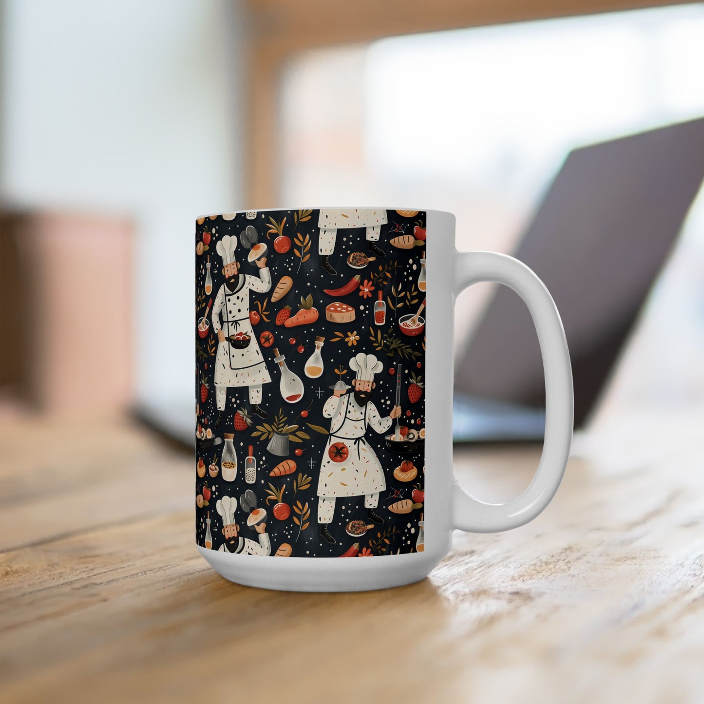 Chef's Delight Ceramic Mug - 15 oz. - Sip in Style with a Dash of Culinary Charm!