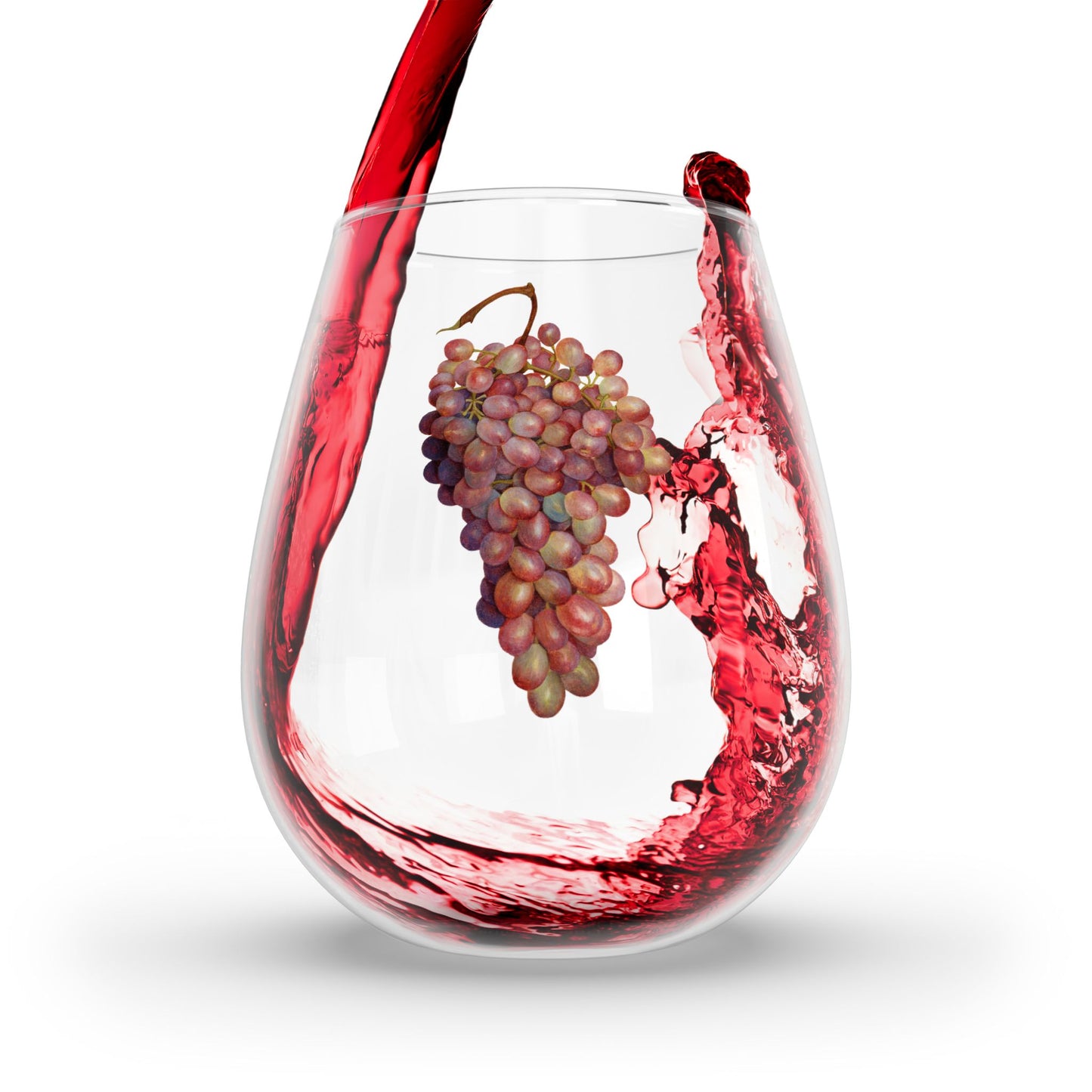 Red Grapes Stemless Wine Glass - 11.75 oz - Uncork Elegance: Toast with Our Stemless Wine Glass! From Our Vibrant Vineyard Collection.