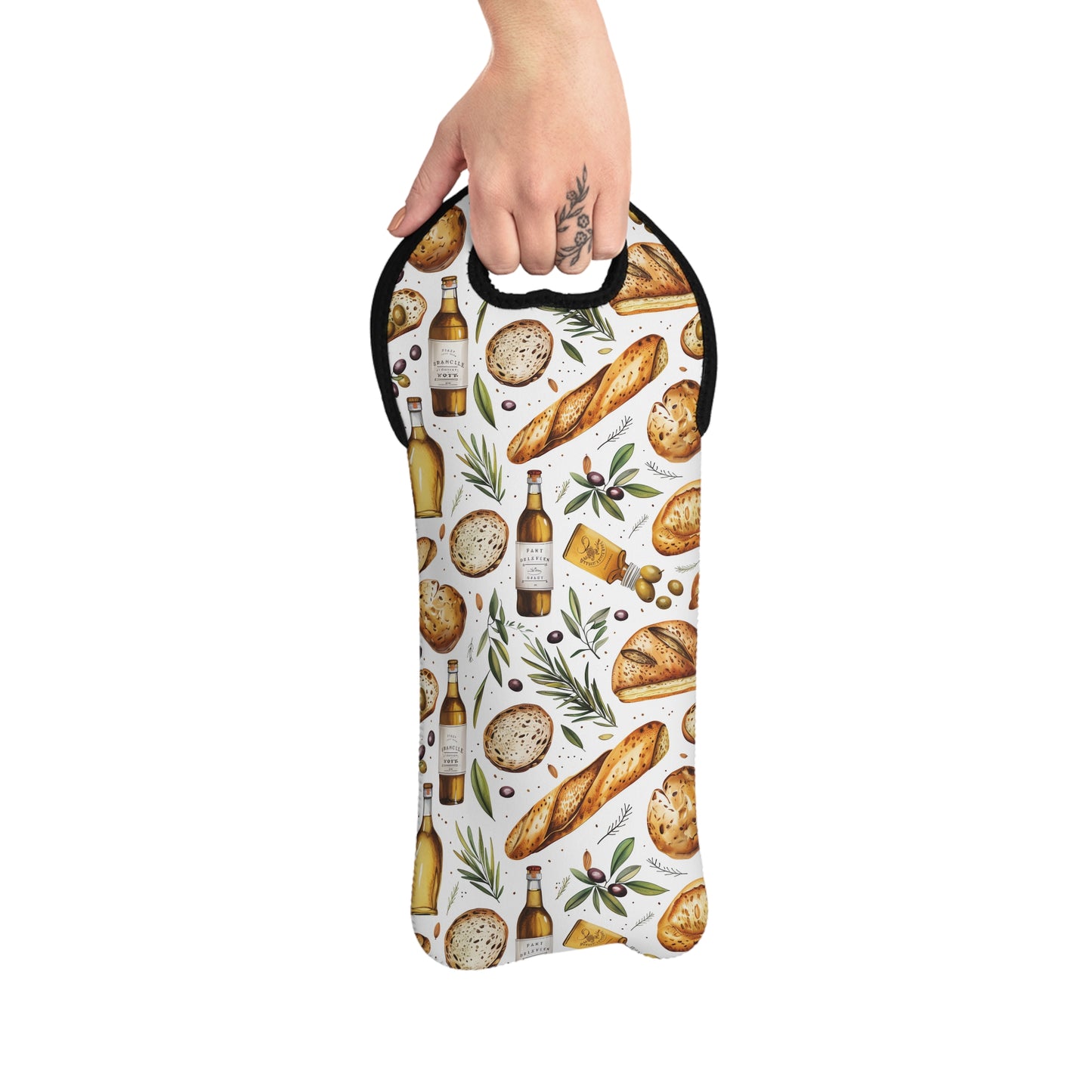 Mediterranean Mingle Wine Tote Bag - 100% Neoprene - Carry the Taste of the Mediterranean with Every Sip!