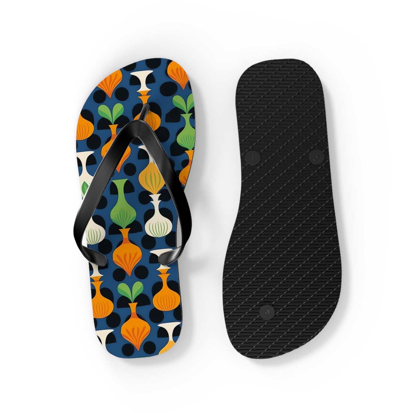Mod Floating Vases Flip Flops. 5/8" Thick Comfortable Summer or Winter Gym/Sauna Footwear for Men and Women.