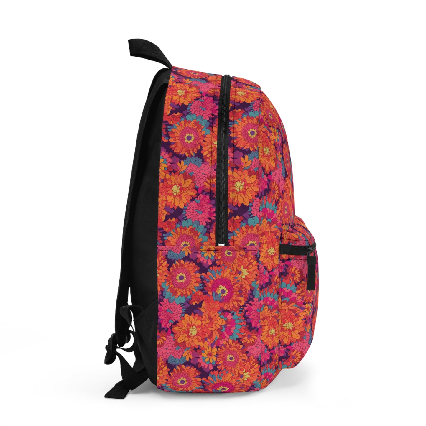 On Fire Flower Power Backpack - Ignite Your Style with the On Fire Flower Power Backpack—A Groovy Throwback to the Swinging '60s!