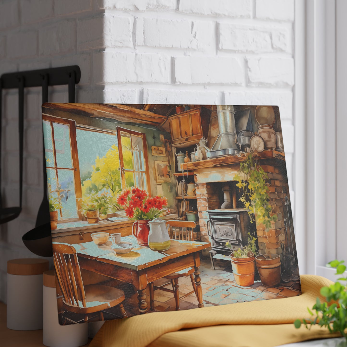 Cottage Kitchen Glass Cutting Board - Available in 2 sizes.