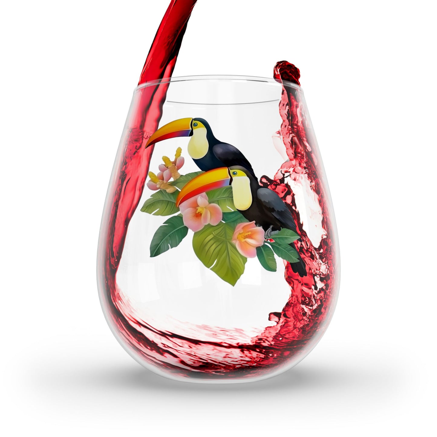 Toucan Go Anywhere! Stemless Wine Glass - 11.75 oz - Flight of Fancy: Elevate Every Sip and Our Toucan Go Anywhere! Wine Glass!
