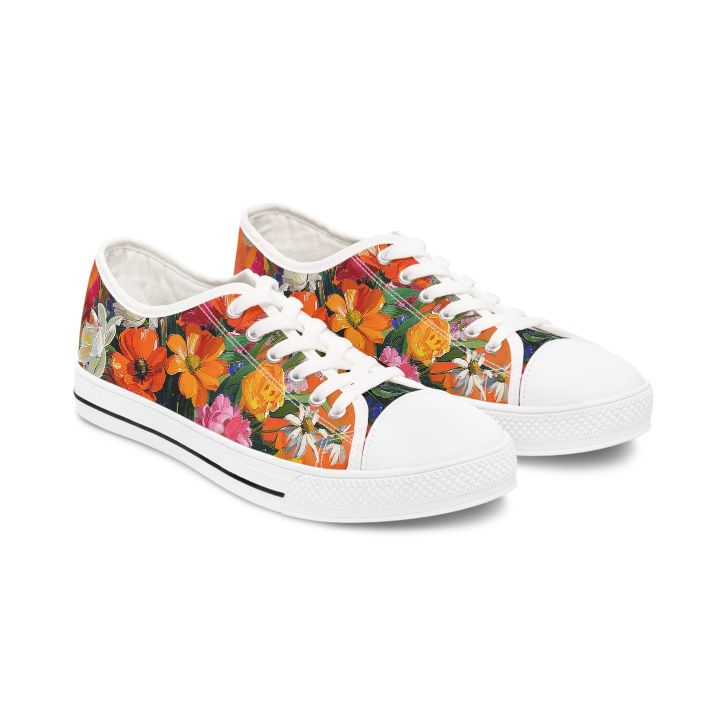 Blossom Blaze Ladies' Low Top Sneakers - Step into Blooming Beauty – Where Every Step is a Burst of Color!