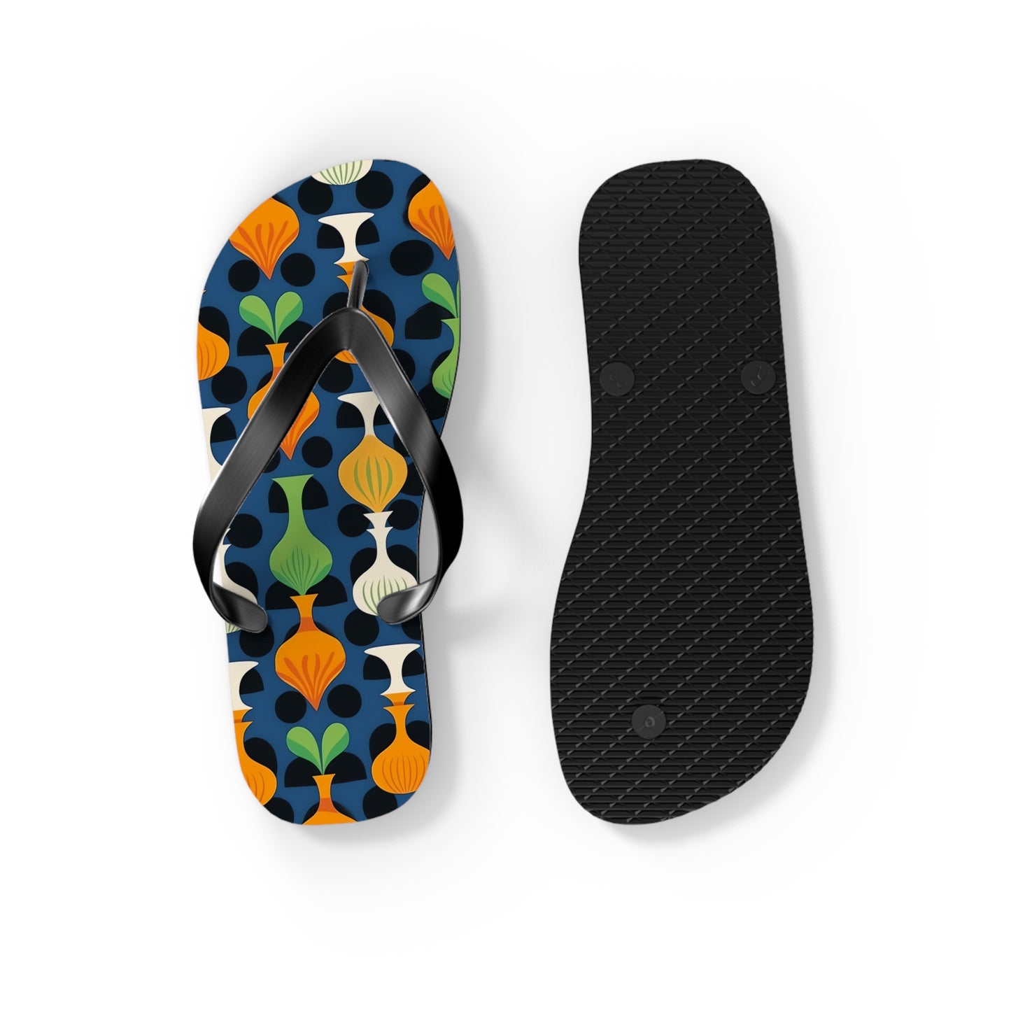 Mod Floating Vases Flip Flops. 5/8" Thick Comfortable Summer or Winter Gym/Sauna Footwear for Men and Women.