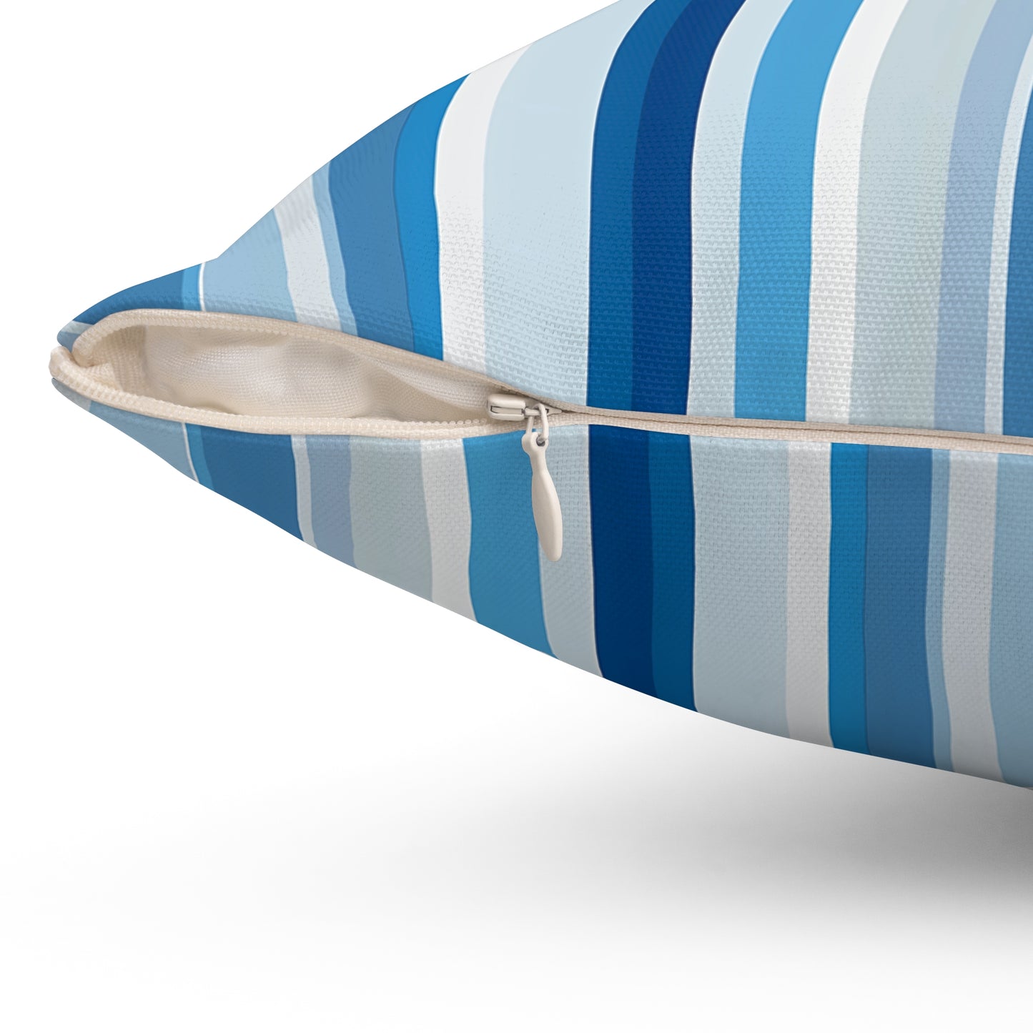 Shades of Light Blue Stripes Square Throw Pillow - Spun Polyester - Double-Sided Print - Concealed Zipper - Available in 4 sizes.