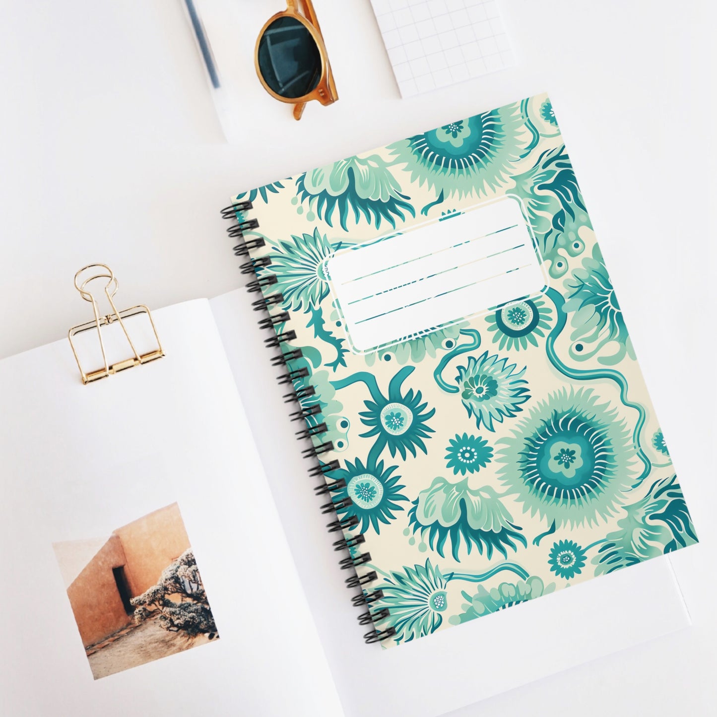 Surreal Sea Garden Chic Spiral Notebook - Ruled Line - Dive Into Creativity – Where Ocean Dreams and Nature’s Whimsy Meet!
