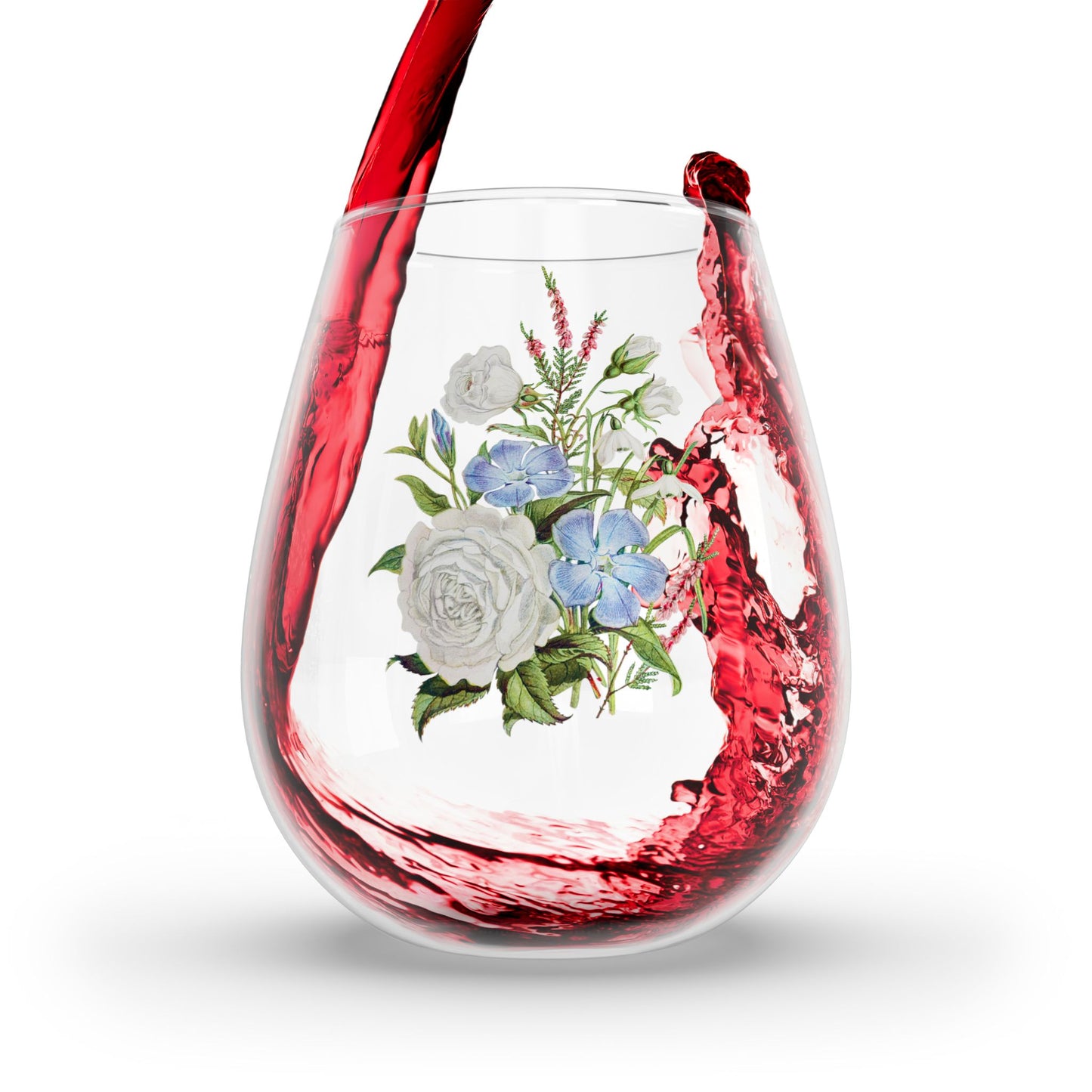 Vintage Whispering Rose Stemless Wine Glass - 11.75 oz - Sip in the Delicate Charm of Our Whispering Rose Wine Glass! From Our Vintage Floral Collection.