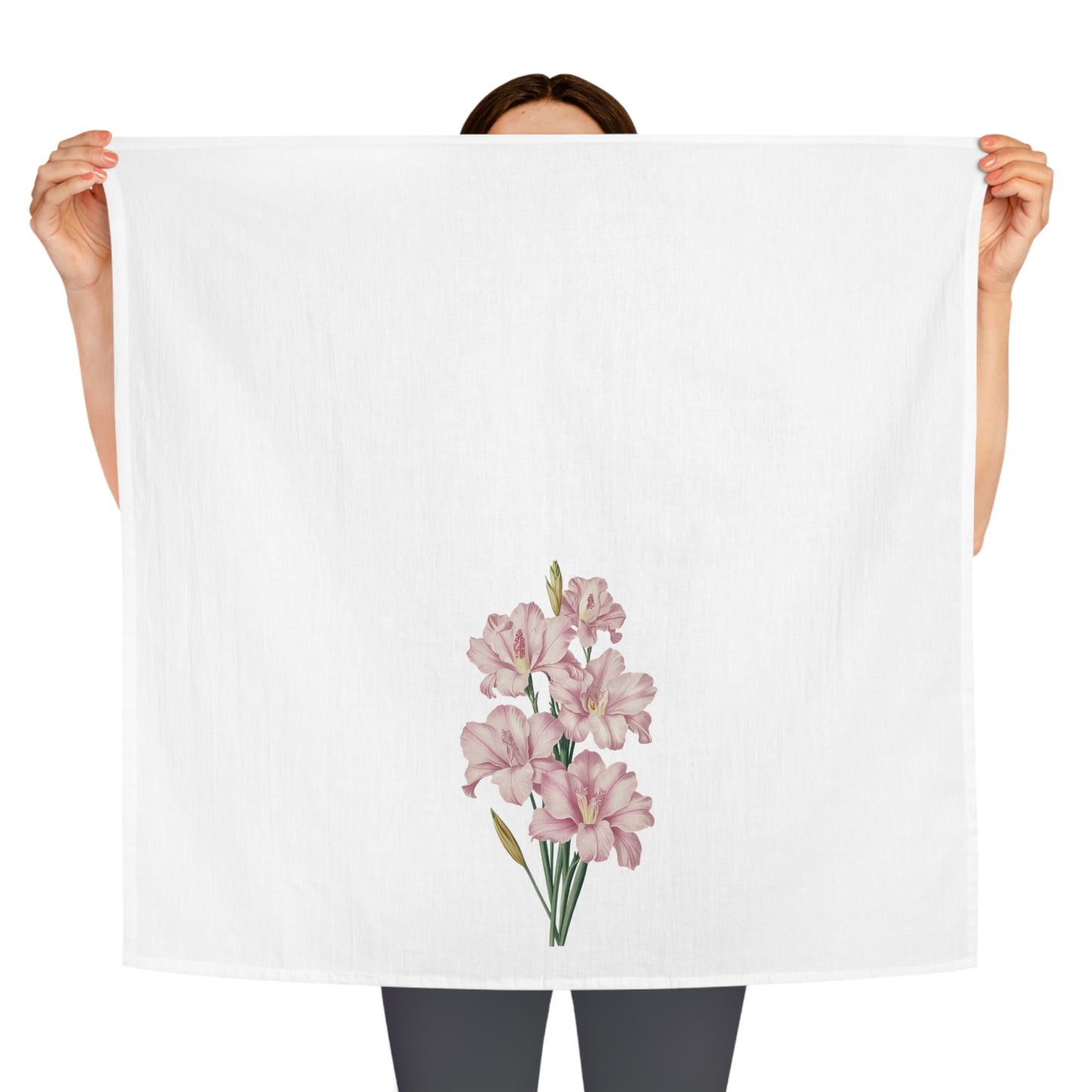 August Birth Month Flower - Gladiolus Tea Towel - 100% Cotton - 28" x 28" - Brighten Your Kitchen with August’s Radiant Gladiolus! From our Blooming Celebration Birth Flower Collection.