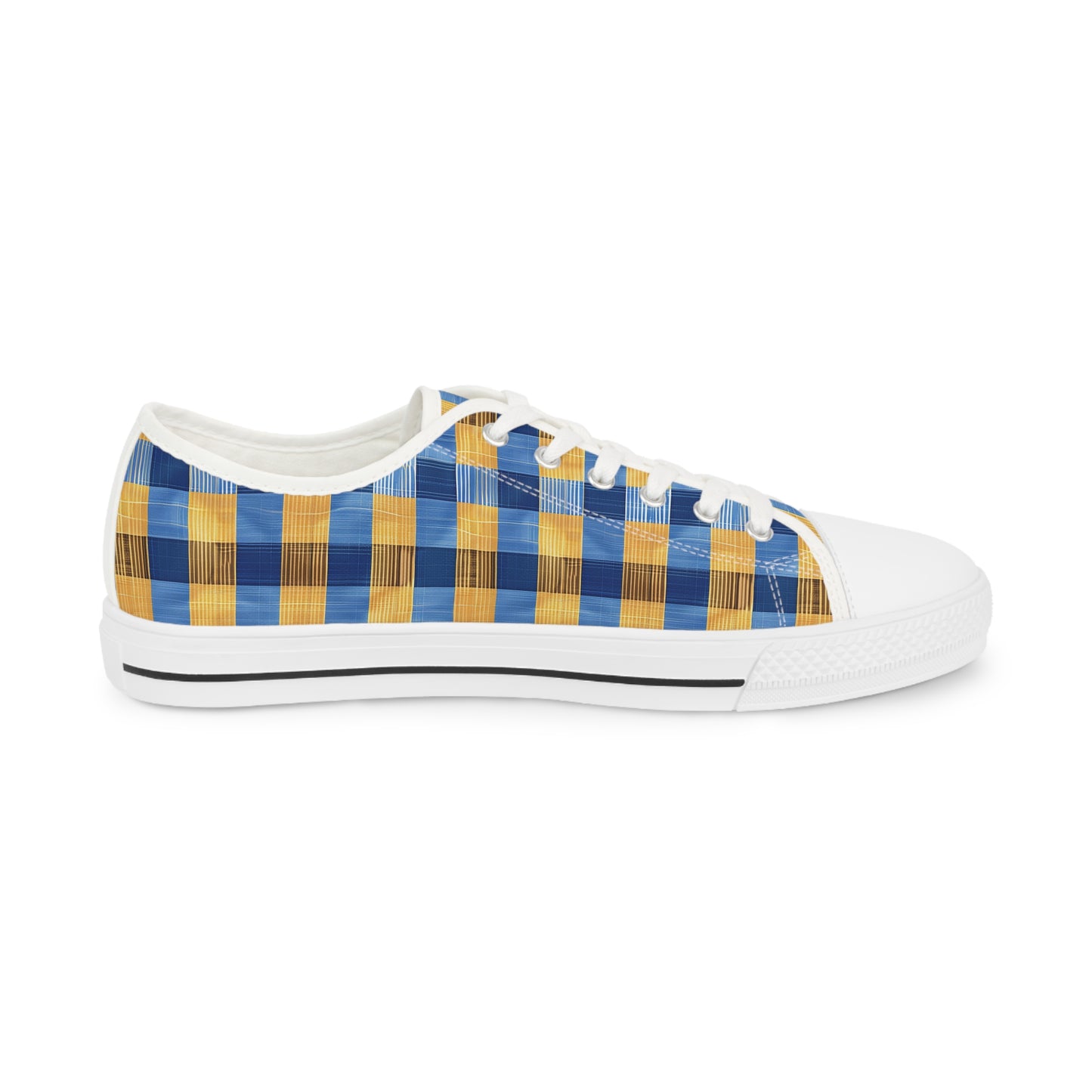 Modern Gingham Men's Low Top Sneakers - Classic Gingham, Reinvented – Step Into Modern Sophistication!