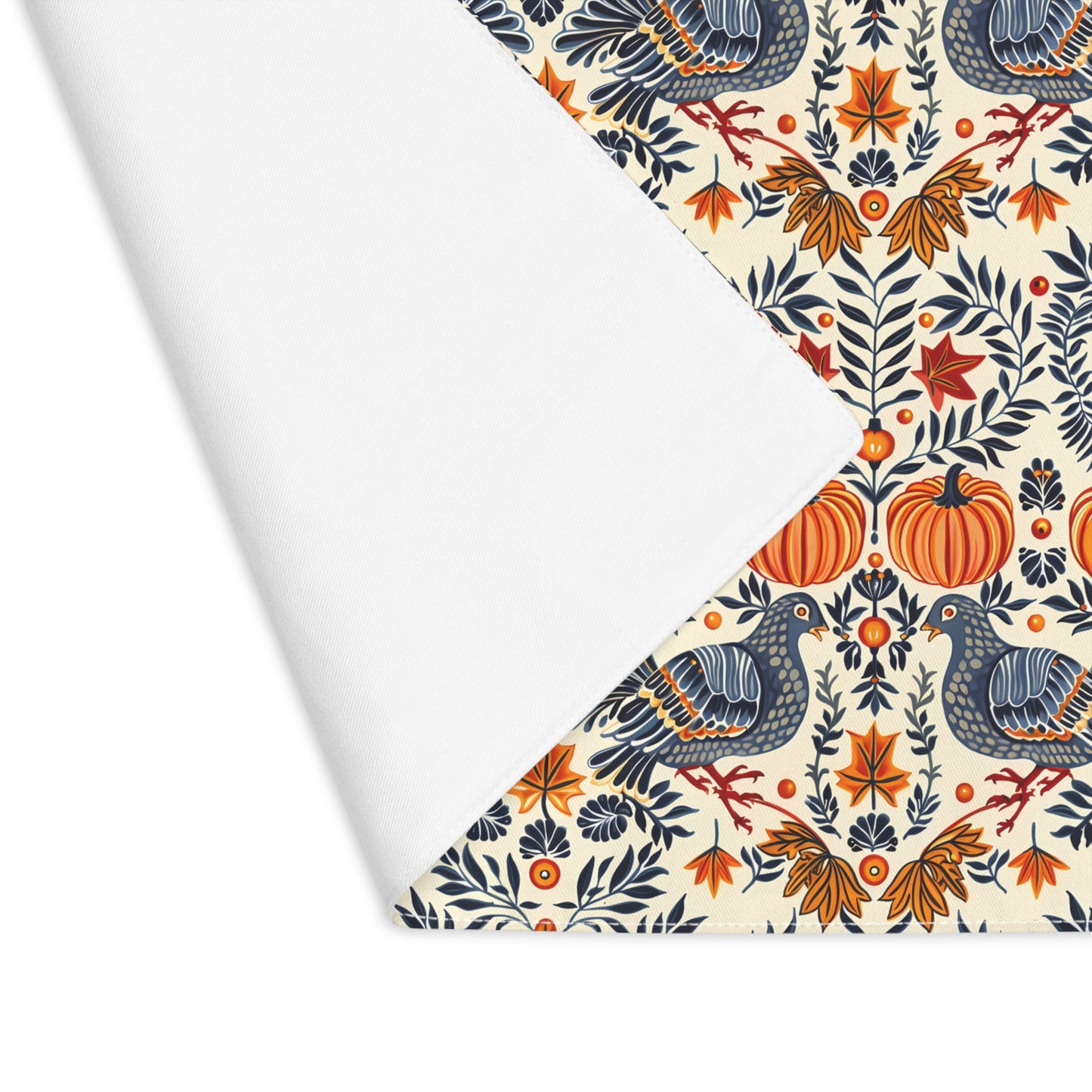 Autumn Harvest Woodcut Placemat - Celebrate Fall's Rustic Charm with Timeless, Handcrafted Elegance! Cotton Twill - 18" x 14"