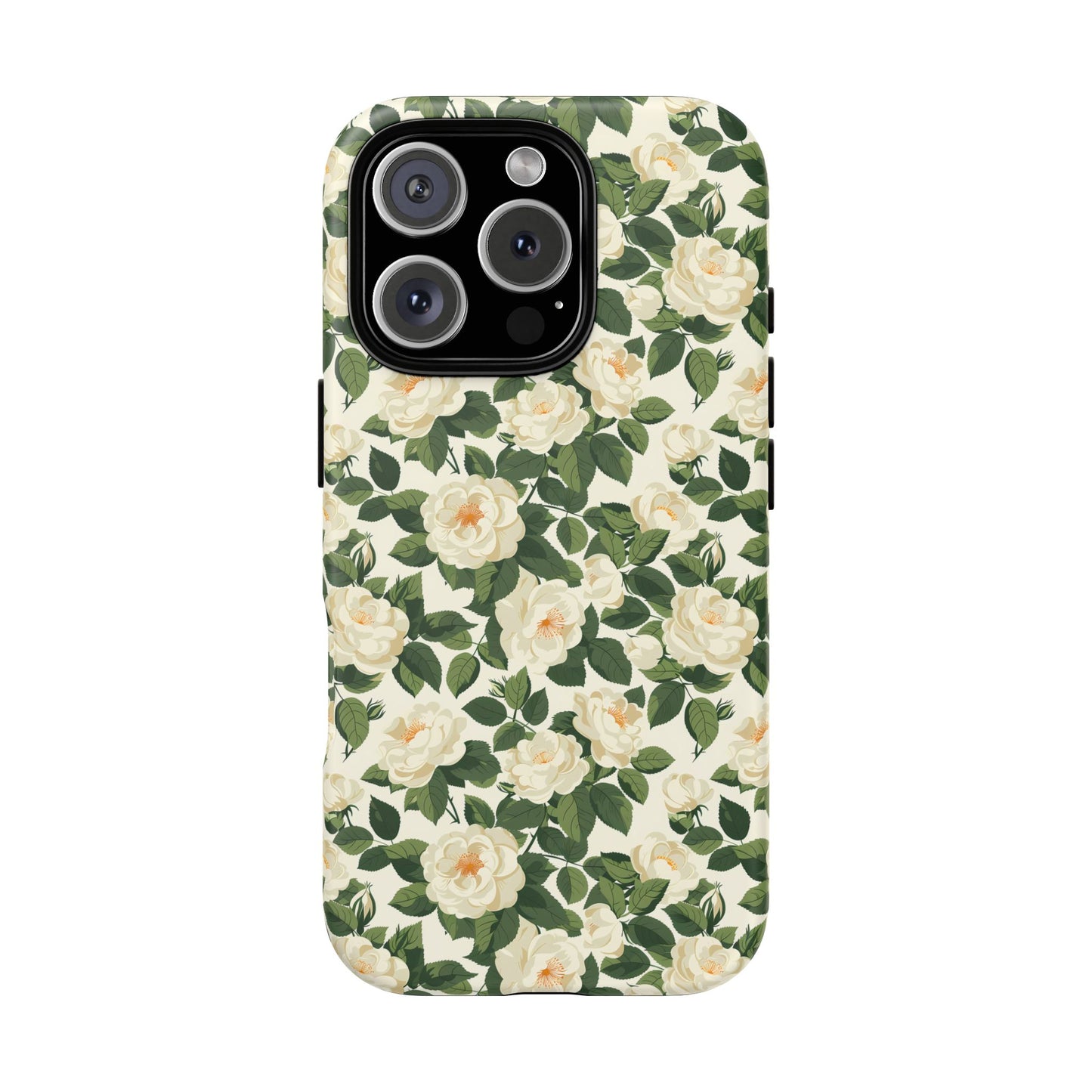 White Roses at Dawn Tough Phone Case for Apple iPhone, Samsung Galaxy, and Google Pixel.