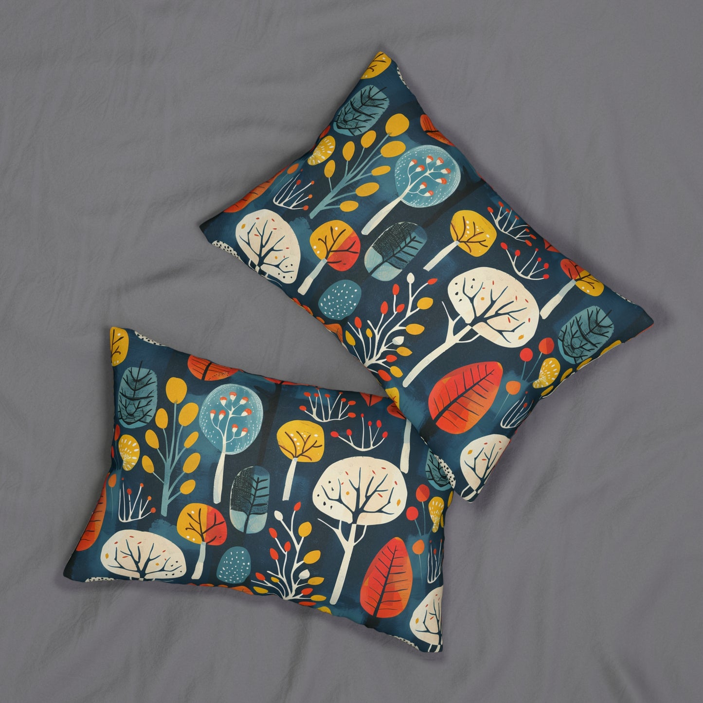 Retro Forest Lumbar Pillow - Spun Polyester - Double-Sided Print - Concealed Zipper - 20" x 14"