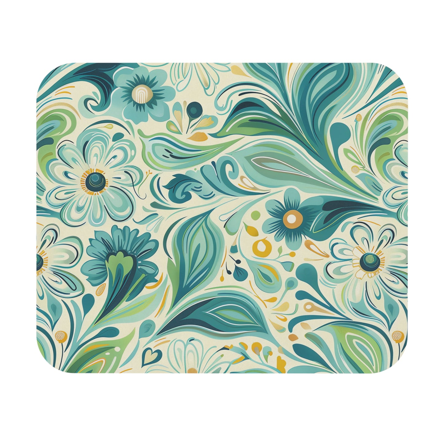 Whimsical Teal Floral Garden Mouse Pad - Let Your Mouse Wander Through a Whimsical Garden!