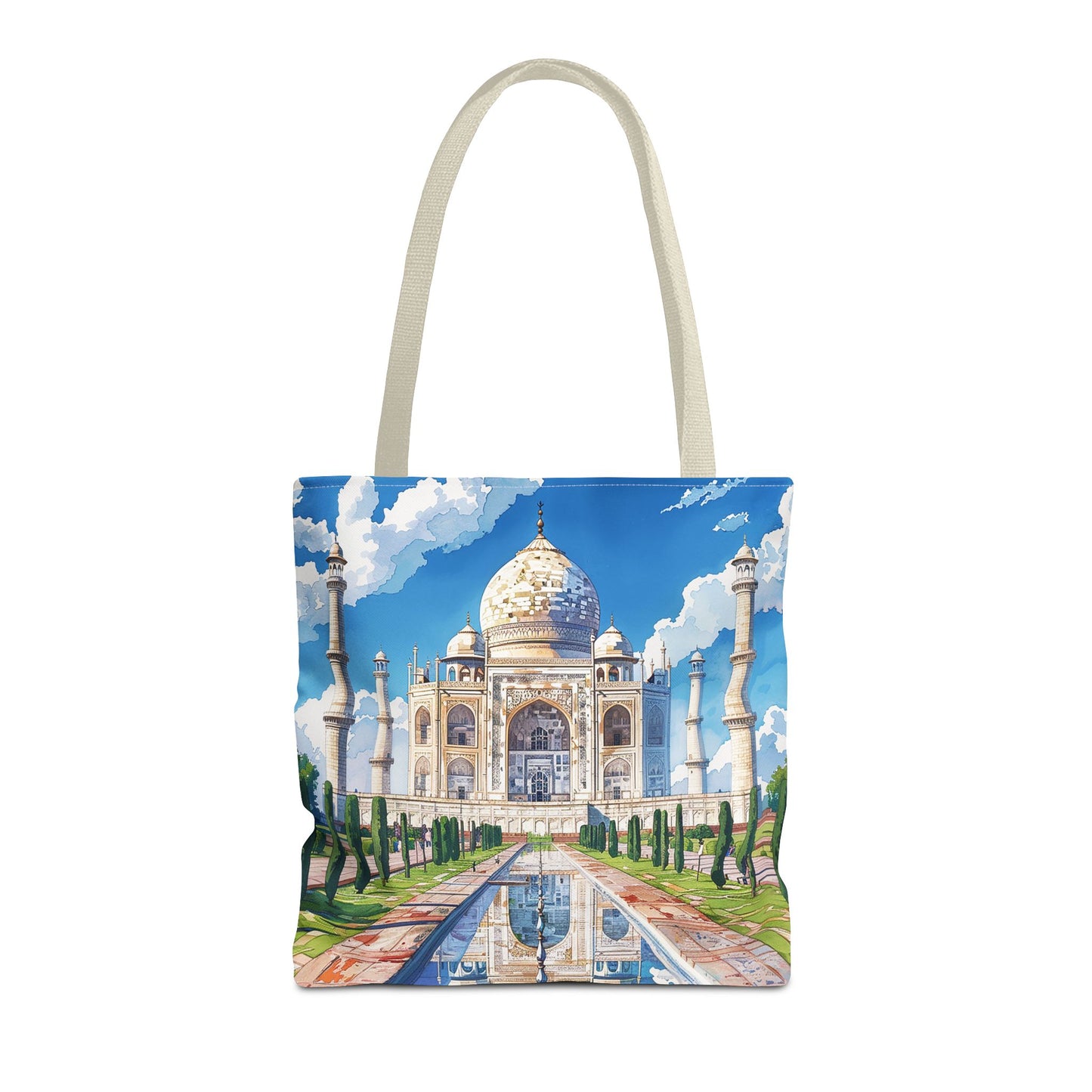 Taj Mahal Reflection Tote Bag - Carry the Splendor of the Taj Wherever You Go! Available in 3 sizes.