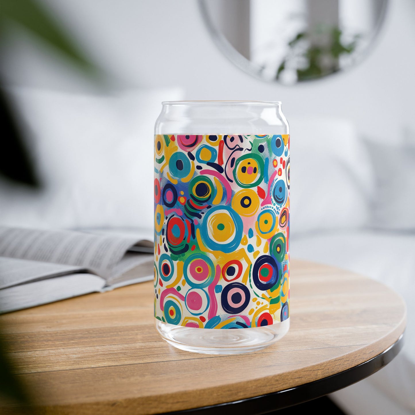 Pop Art Swirls Sipper Glass Tumbler - 16 oz - Sip Bold, Sip Fun - Pop Art Style!