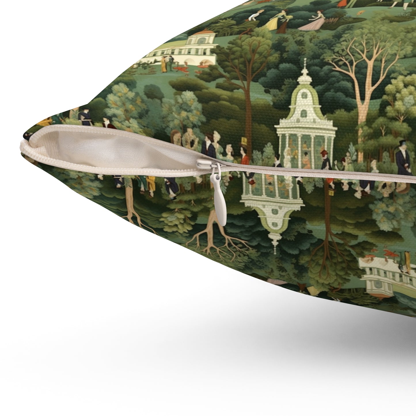 Americana Village Tapestry Square Throw Pillow - Spun Polyester - Double-Sided Print - Concealed Zipper - Available in 4 sizes.