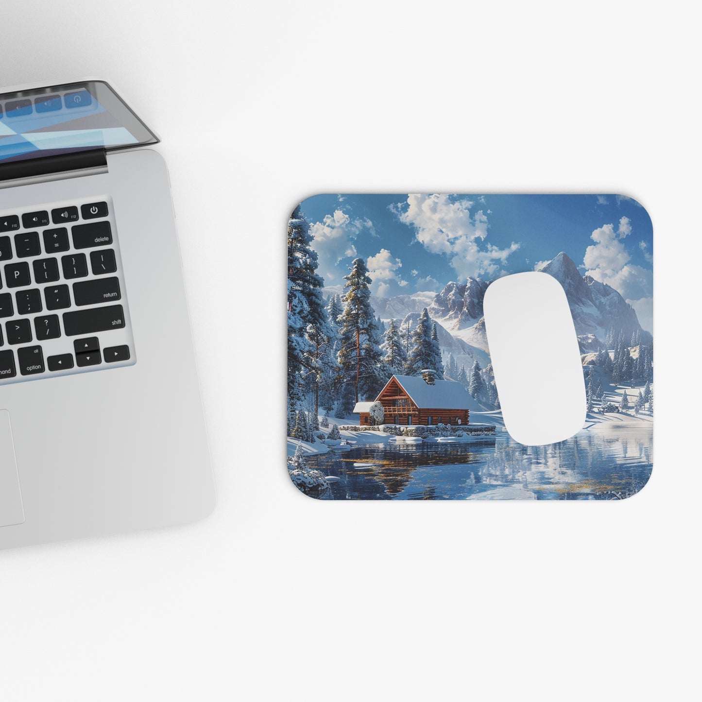 Winter Wonderland Retreat Mouse Pad - Your Cozy Escape to a Snow-Capped Dreamland!