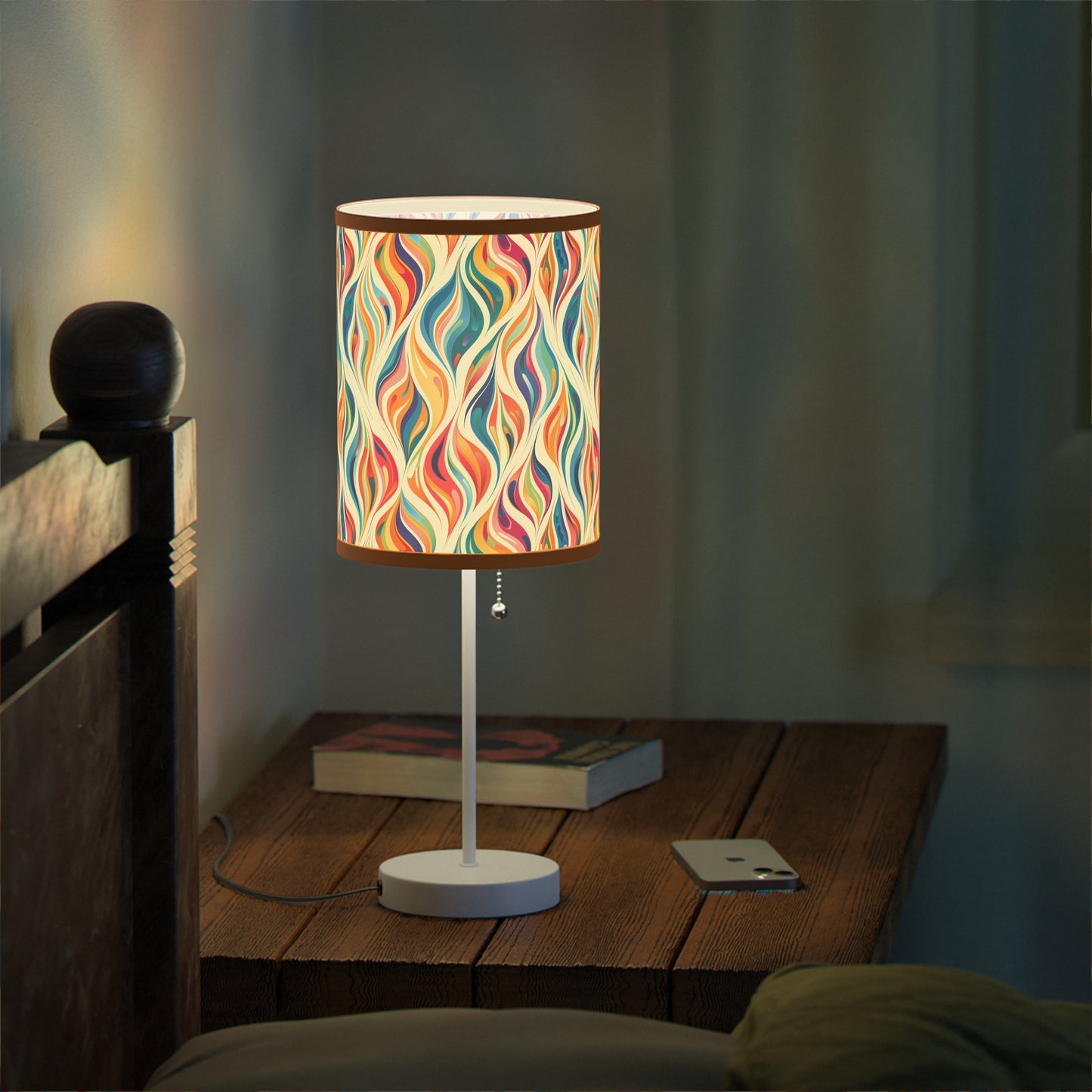 Modern Art Flames Modern Table Lamp. 20" Tall, Metal Stand, US|CA Plug, Available in 2 Finishes & Multiple Trim Colors