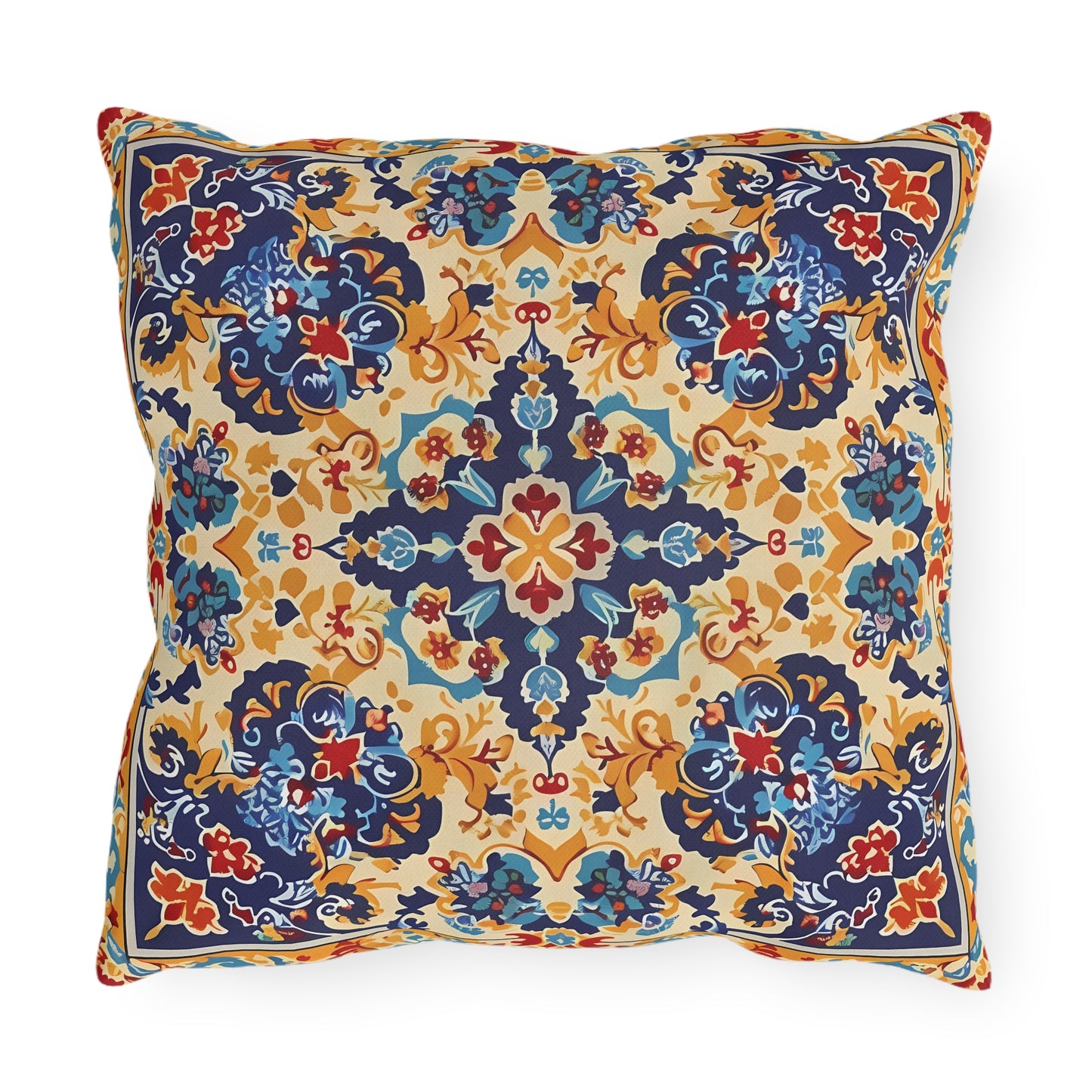 Moorish Elegance Square Outdoor Pillow - Spun Polyester - Double-Sided Print - UV-Resistant - Water-Resistant - Available in 3 sizes.