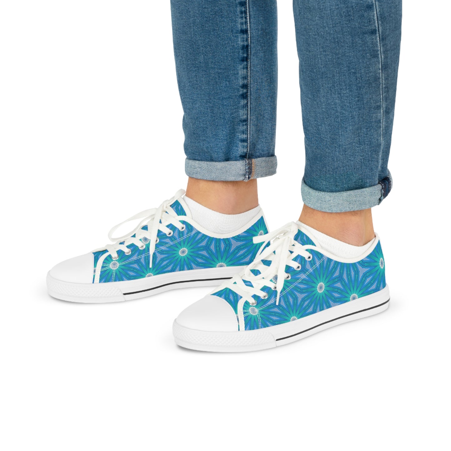Sapphire Nebula Men's Low Top Sneakers - Where Cosmic Wonder Meets Earthbound Style!
