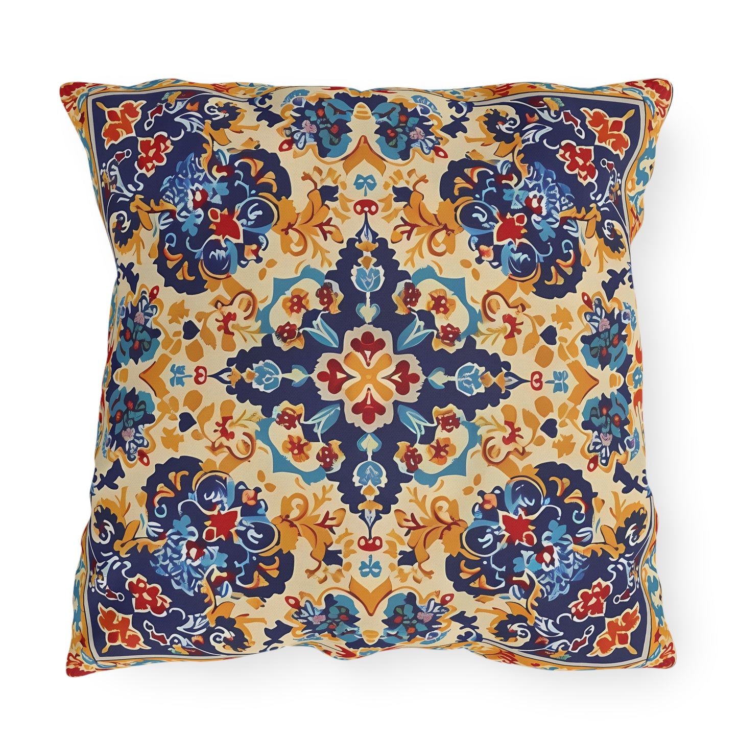 Moorish Elegance Square Outdoor Pillow - Spun Polyester - Double-Sided Print - UV-Resistant - Water-Resistant - Available in 3 sizes.