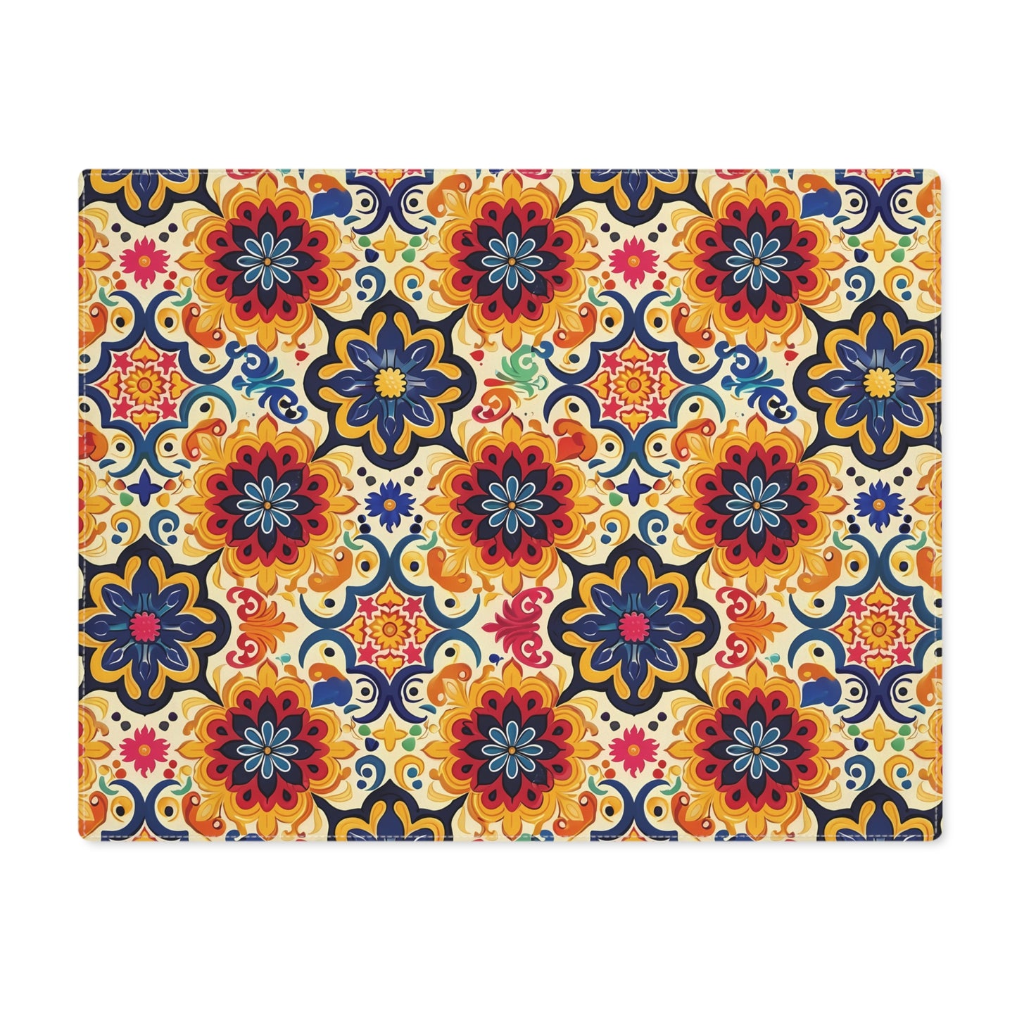 Majorcan Mosaic Splendor Placemat - Infuse Your Table with Vibrant Mediterranean Artistry! Cotton Twill - 18" x 14"