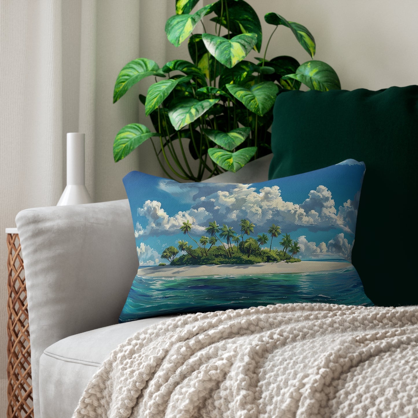 Island Daydreams Lumbar Pillow - Spun Polyester - Double-Sided Print - Concealed Zipper - Lumbar size: 20" x 14"