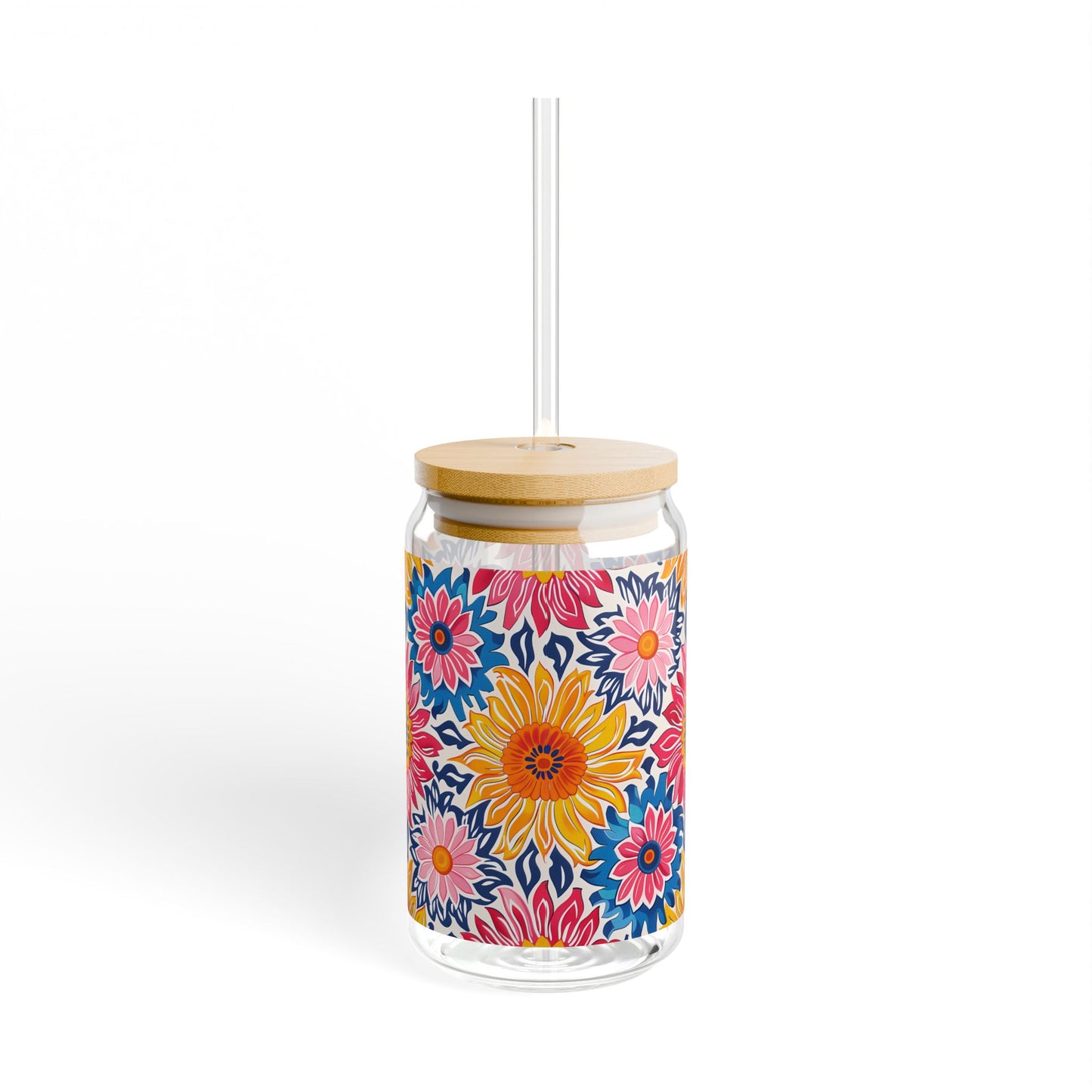 Sunsplash Petals Sipper Glass Tumbler - 16 oz - Sip in the Sunshine with Every Petal!