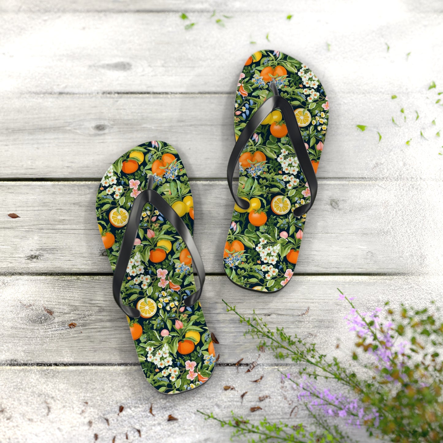 Noble Citrus Mosaic Flip Flops - 5/8" Thick Comfortable Summer or Winter Gym/Sauna Footwear for Men, Women.