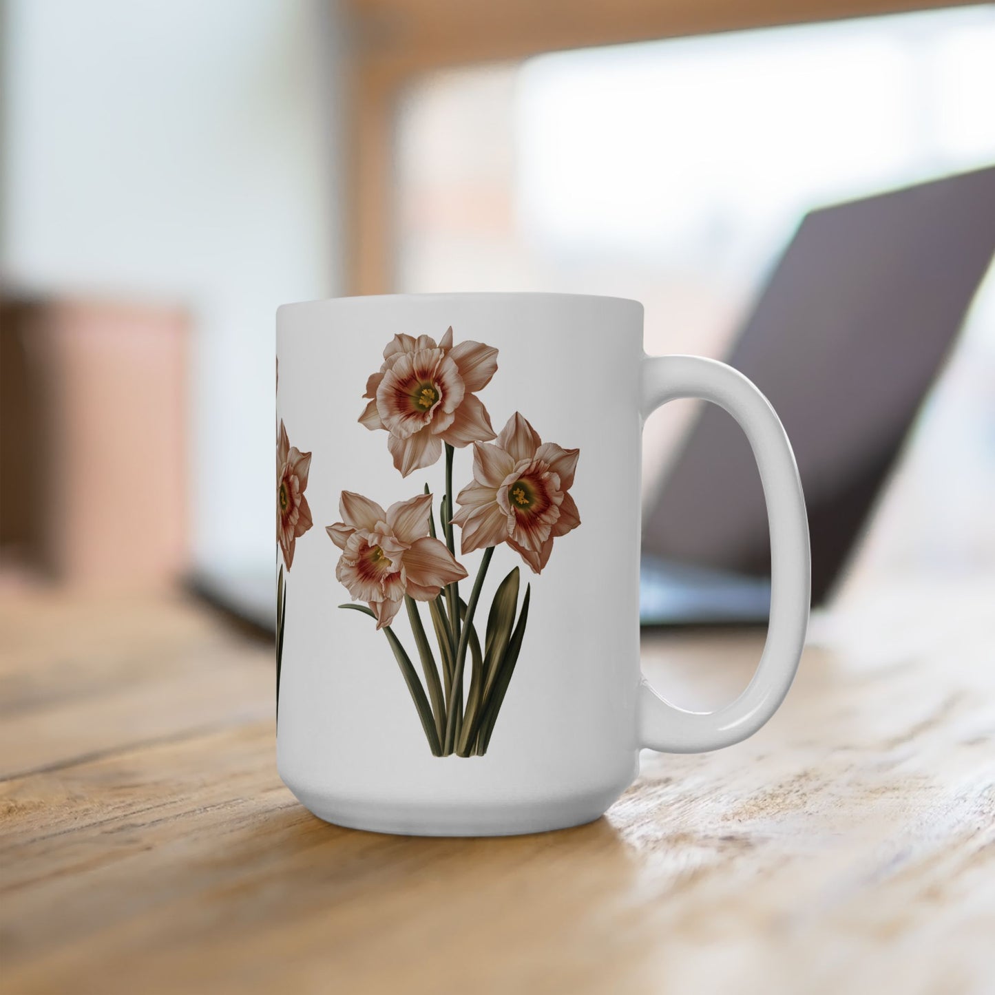 December Birth Month Flower - Narcissus Ceramic Mug - 15 oz. - Sip in the Beauty and Fragrance of December's Narcissus Blooms! From our Blooming Celebrations Birth Month Flower Collection.