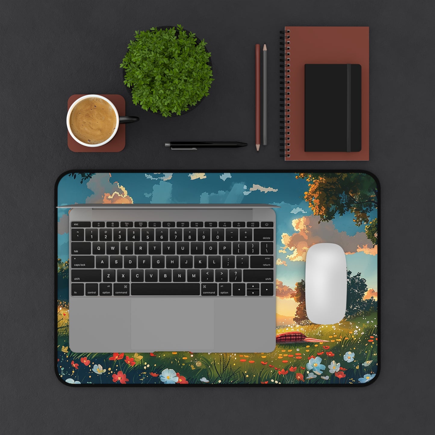 Meadow Picnic Desk Mat (Desk Pad) - Design Your Desk with Daisies - Work Where the Grass is Greener! Available in 3 sizes!