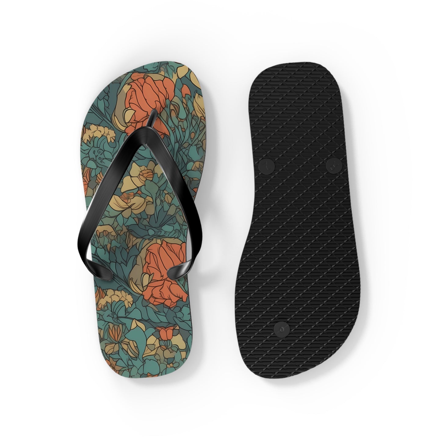 Bohemian Stained Glass Serenity Flip Flops. 5/8" Thick Comfortable Summer or Winter Gym/Sauna Footwear for Men and Women.