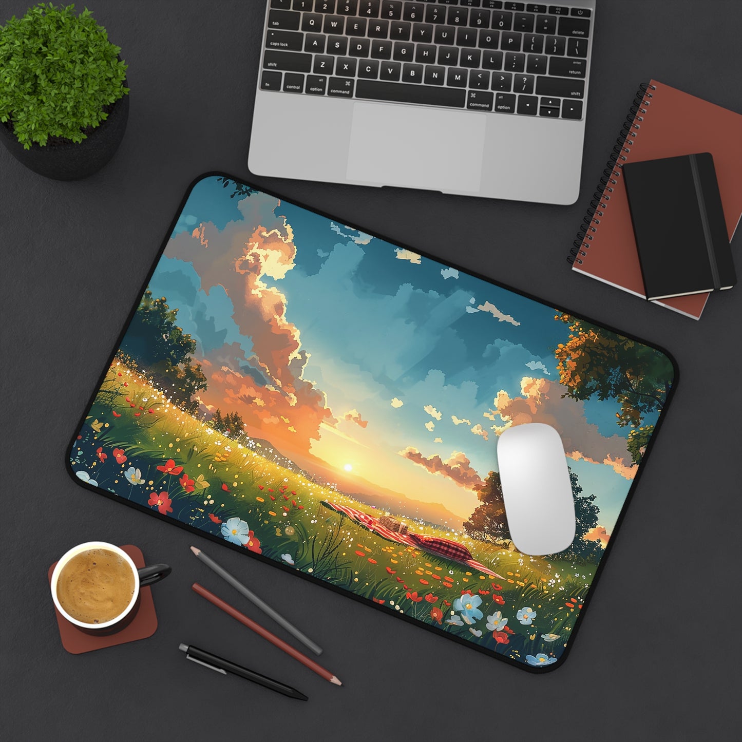 Meadow Picnic Desk Mat (Desk Pad) - Design Your Desk with Daisies - Work Where the Grass is Greener! Available in 3 sizes!