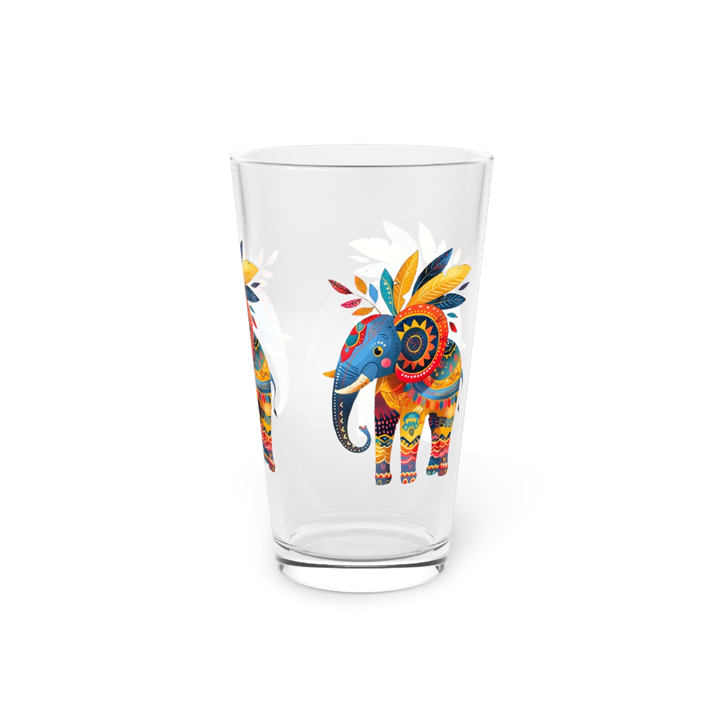 Ethnic Elephant Pint Glass - 16 oz - Stomp into Style with Every Sip with Ethnic Elephant!