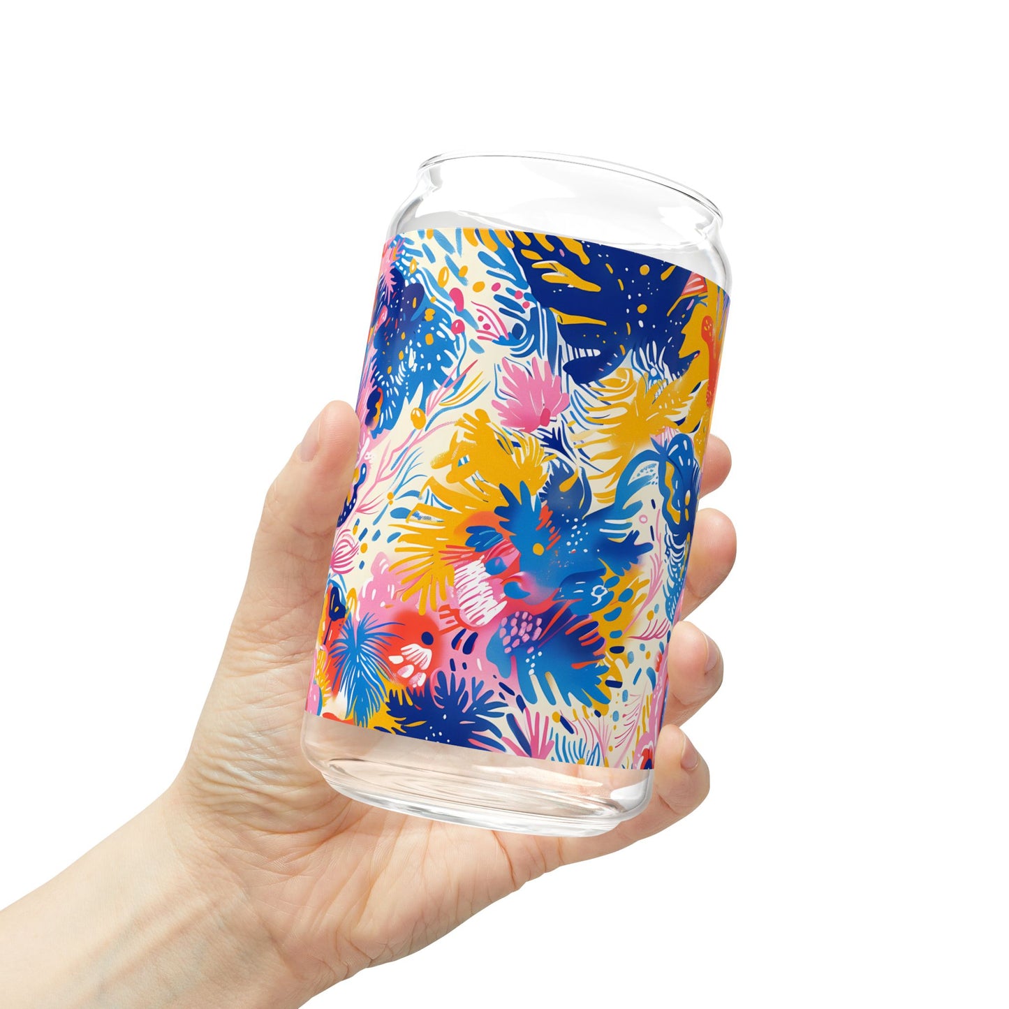 Splatter Blossom Sipper Glass Tumbler - 16 oz - Sip a Splash of Color with Splatter Blossom!