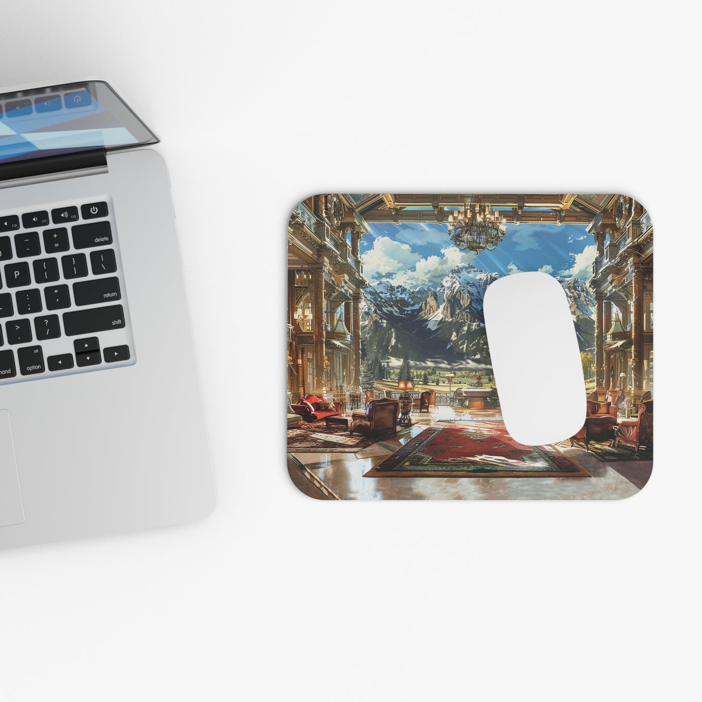 Rocky Mountain Retreat Mouse Pad - Click Away in the Lap of Mountain Luxury!