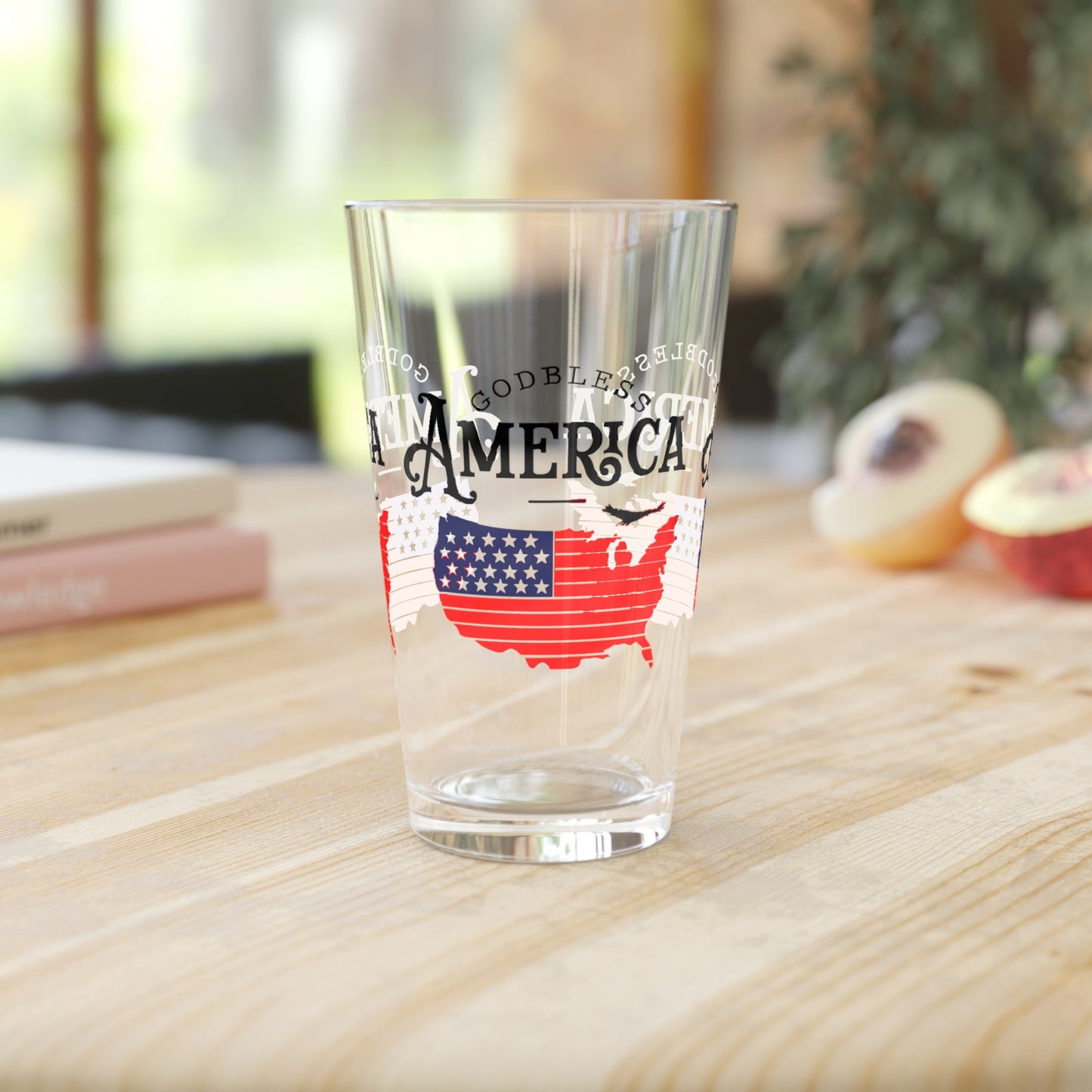 God Bless America Pint Glass - 16 oz - Celebrate the Fourth of July with this Pint Glass from Our Independence Day Glassware Collection.