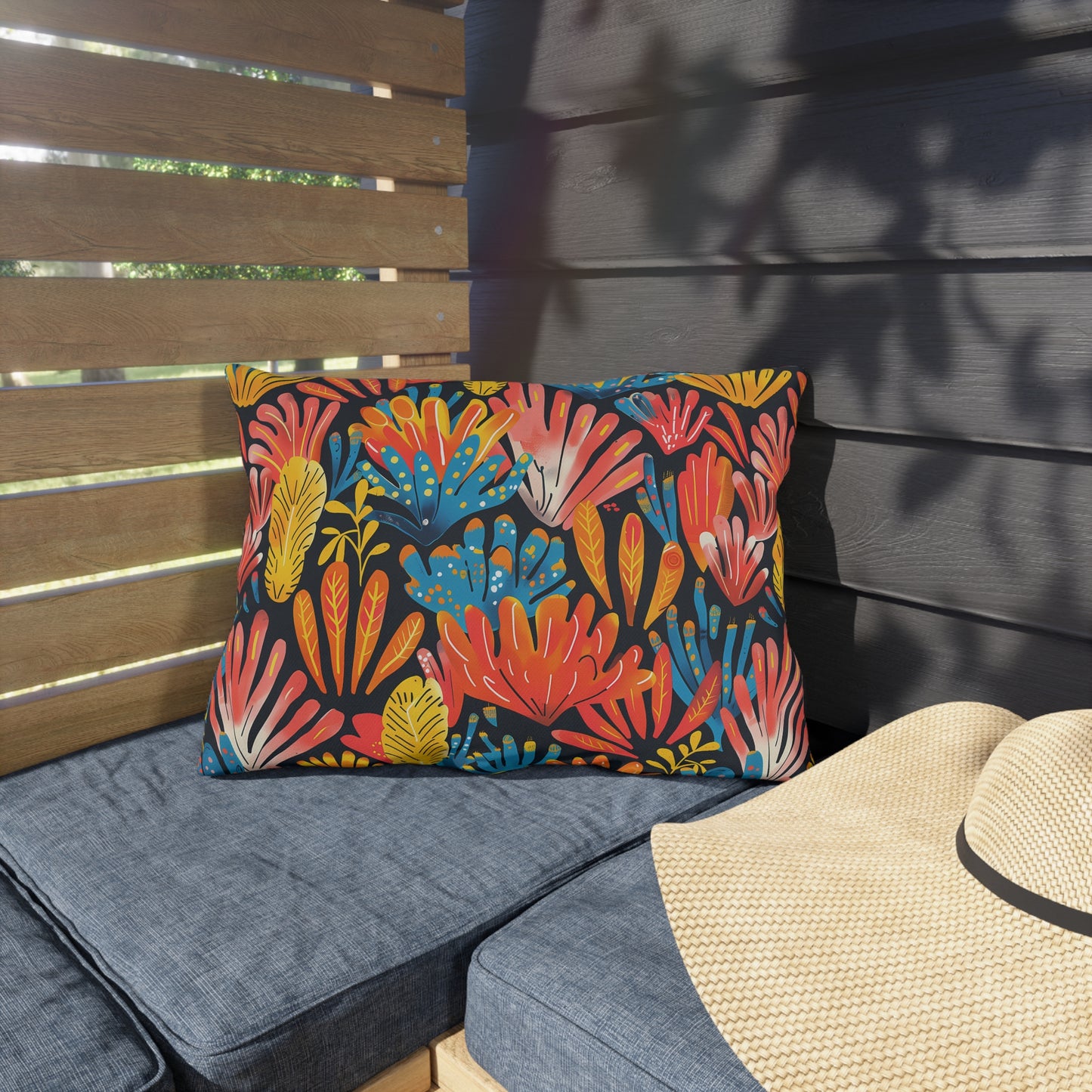 Coral Plume Outdoor Lumbar Pillow - Spun Polyester - Double-Sided Print - UV-Resistant - Water-Resistant - Lumbar size: 20" x 14"
