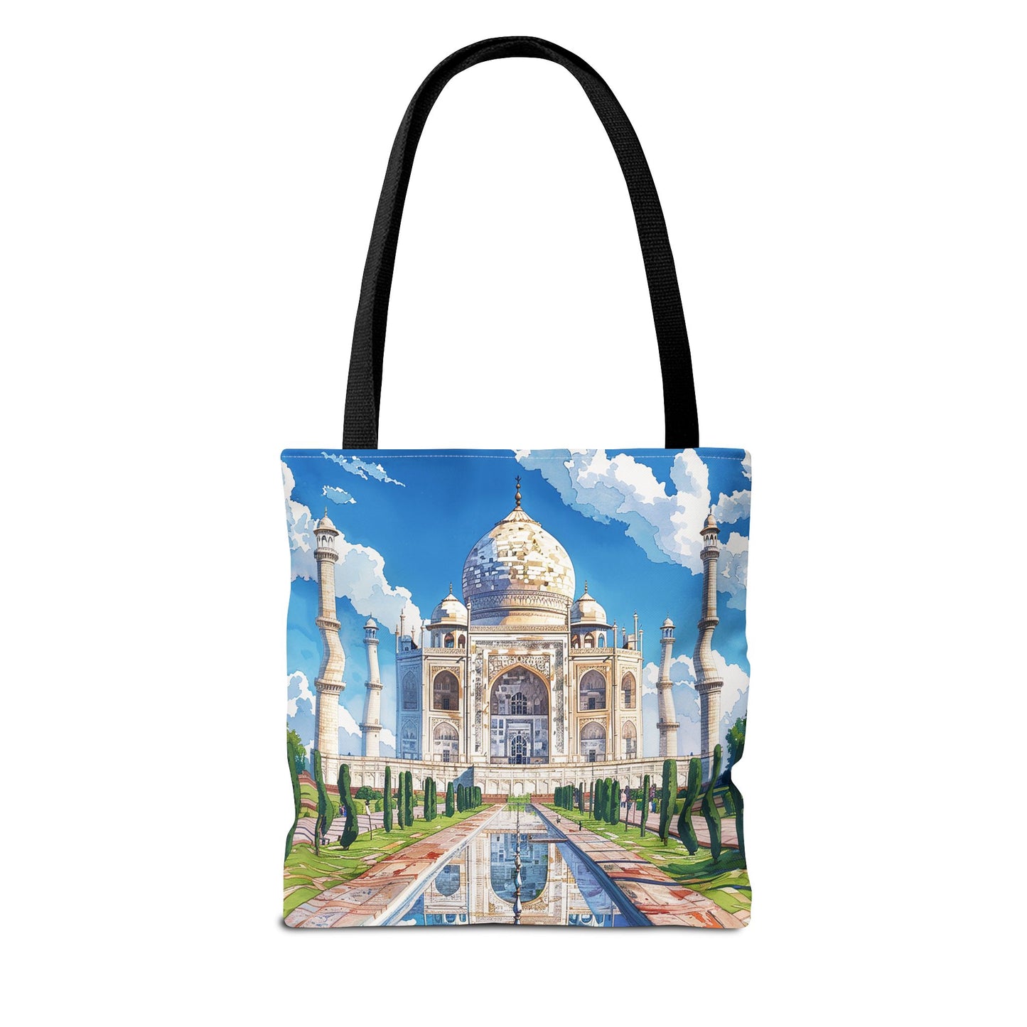 Taj Mahal Reflection Tote Bag - Carry the Splendor of the Taj Wherever You Go! Available in 3 sizes.