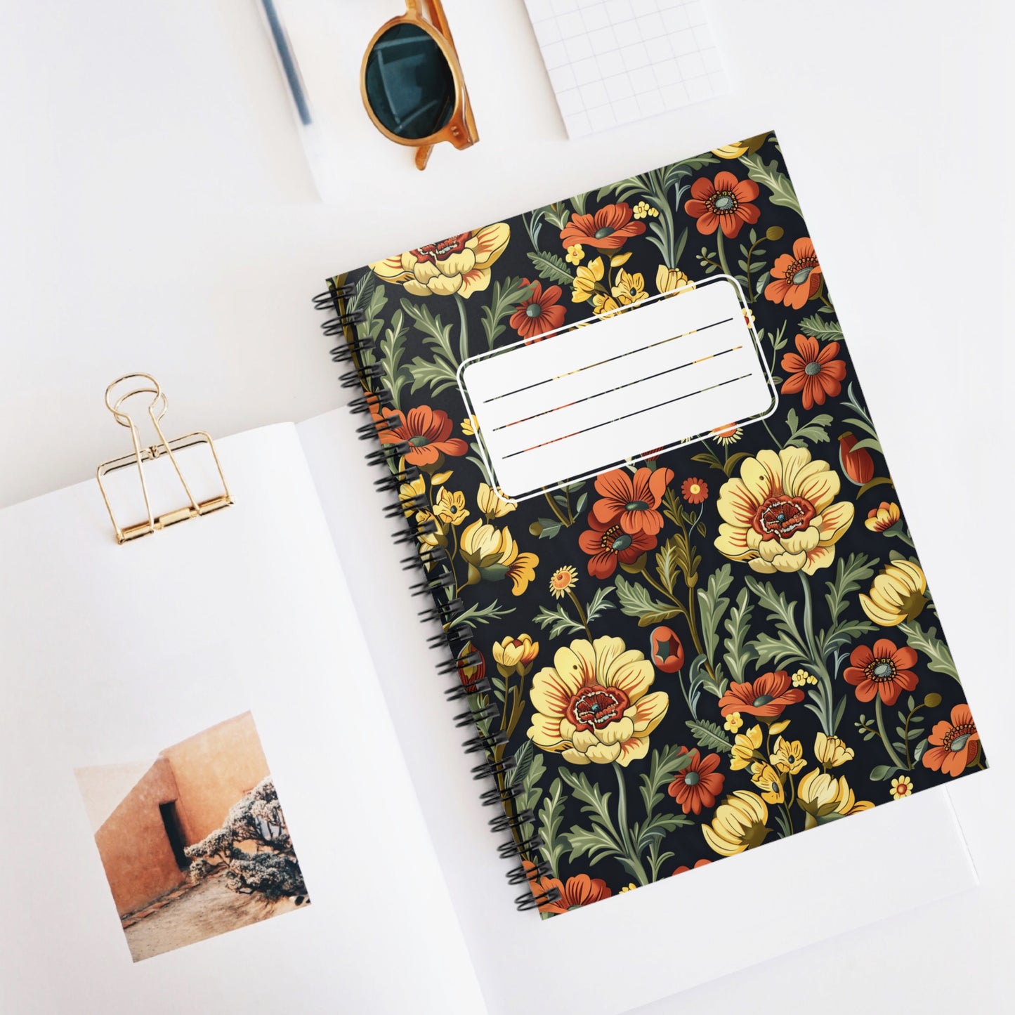 European Floral Tapestry Chic Spiral Notebook - Ruled Line - Write with Timeless Elegance – Old-World Charm on Every Page!