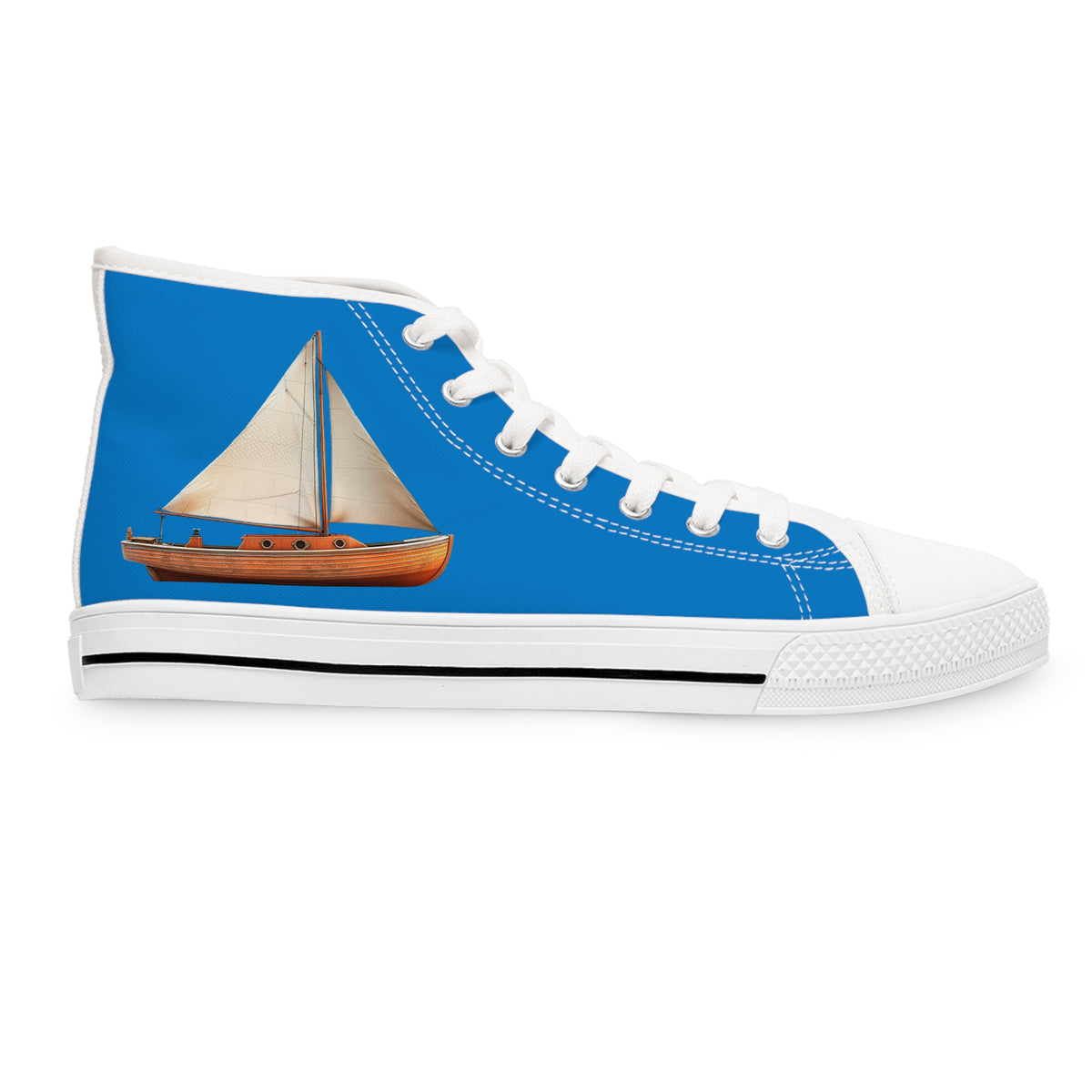 Sailboat Ladies' High Top Sneakers - Catch the Breeze – Sail Away in Stunning Style!