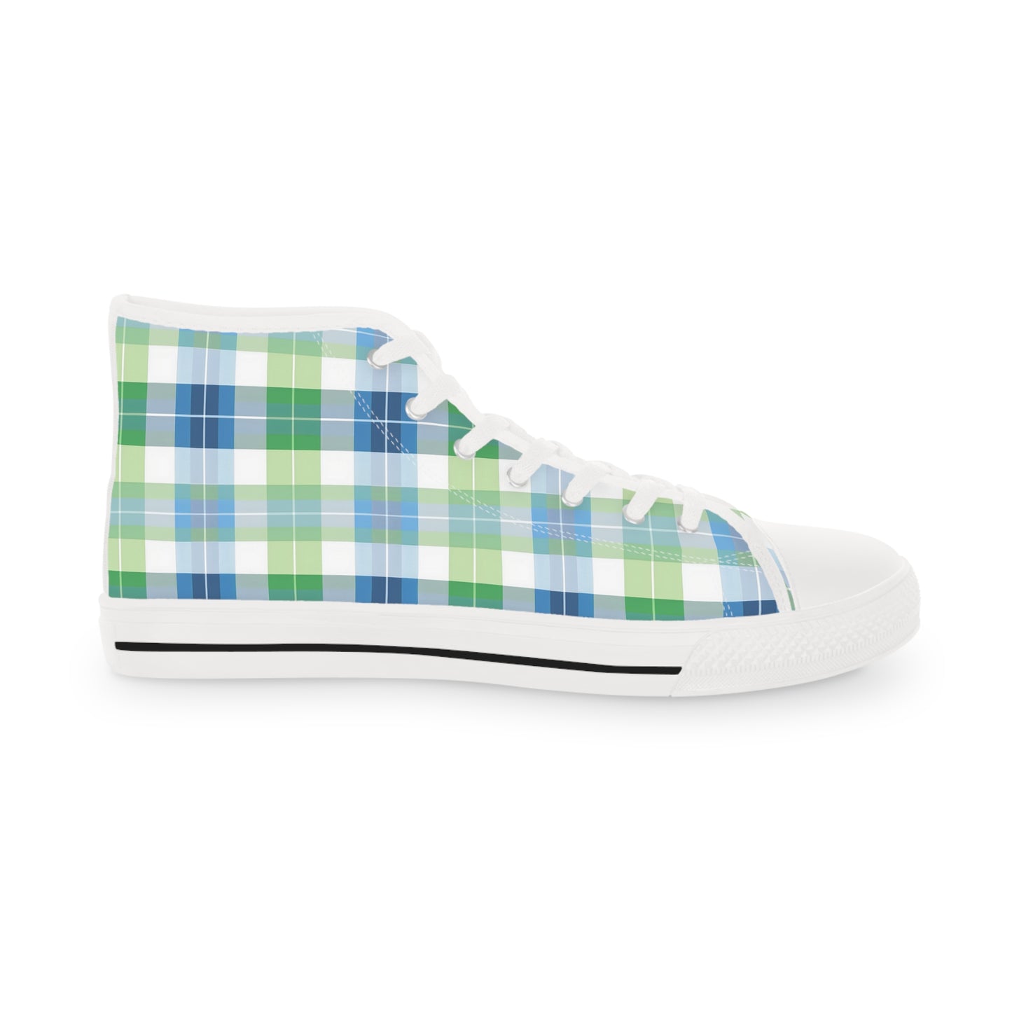 Spring Zest Plaid Men's High Top Sneakers - Elevate Your Step - Spring into Zest!