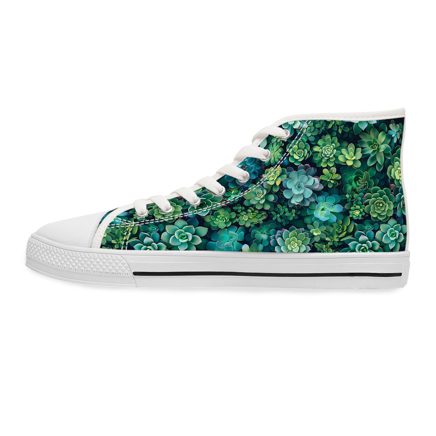 Succulent Forest Ladies' High Top Sneakers - Tread Lightly, Bloom Brightly – Nature's Palette at Your Feet!