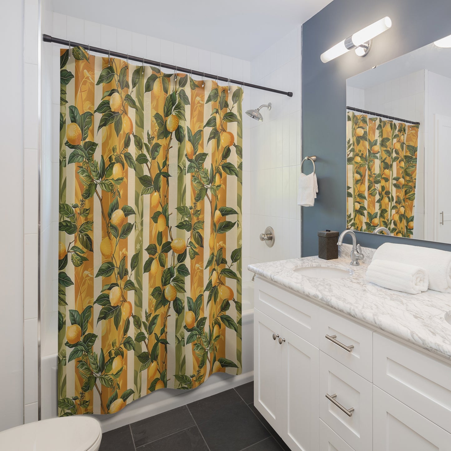 Lemon Grove Elegance Shower Curtain - Transform Your Shower into a Mediterranean Lemon Grove!