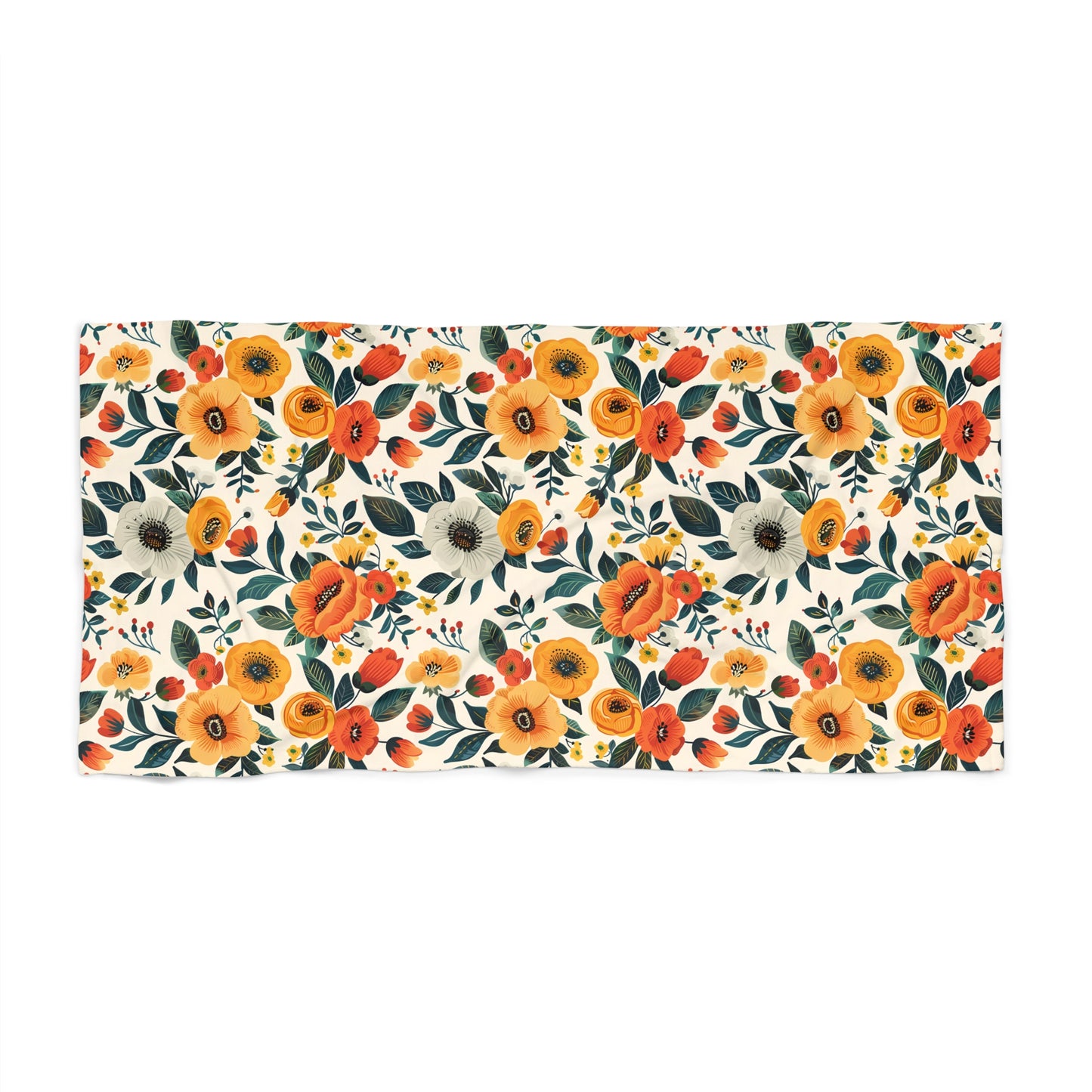 Golden Bloom Harmony Luxurious Beach Towel - Bask in Elegance with Golden Bloom Harmony! Available in 2 sizes.